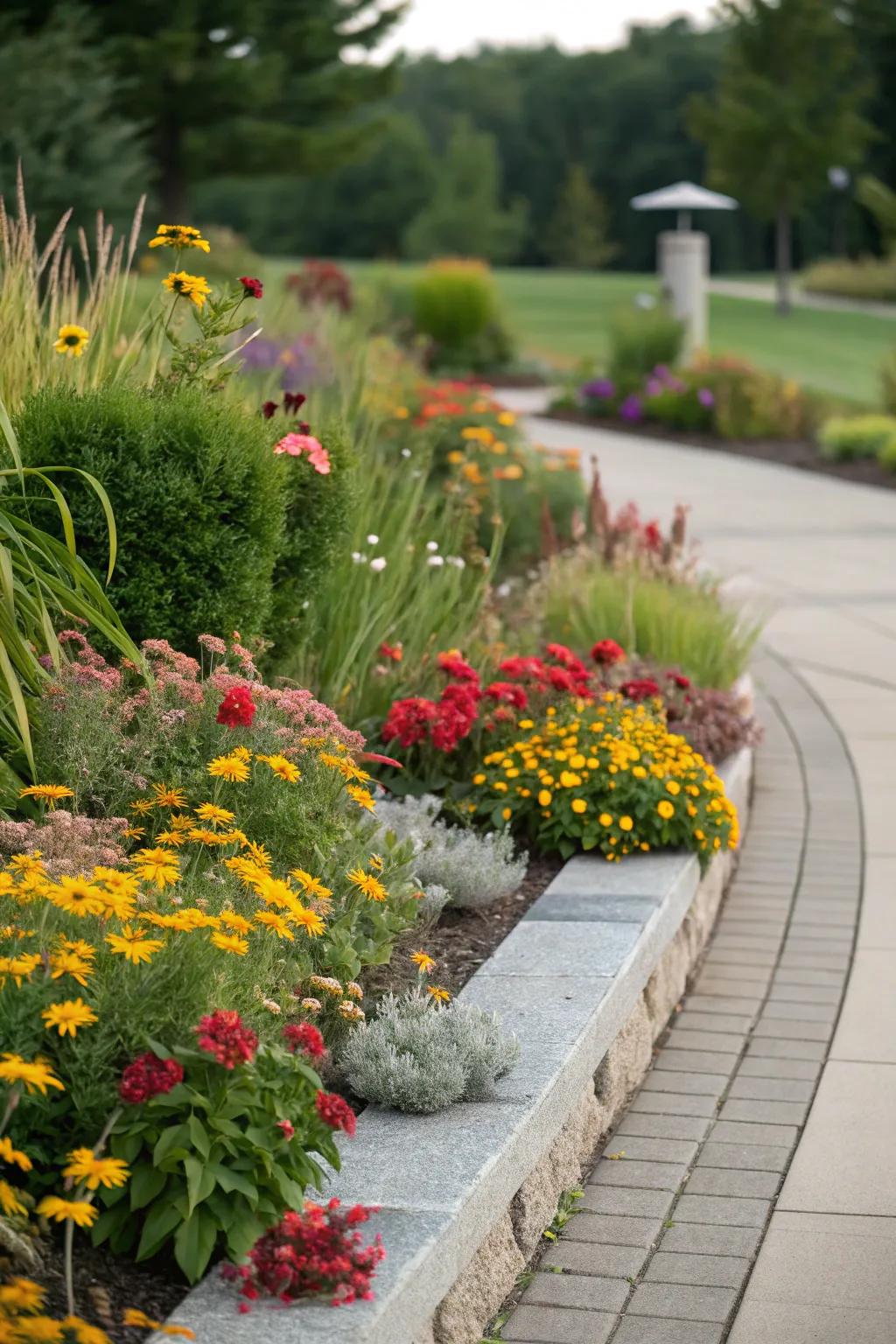 Varying plant heights for visual interest.