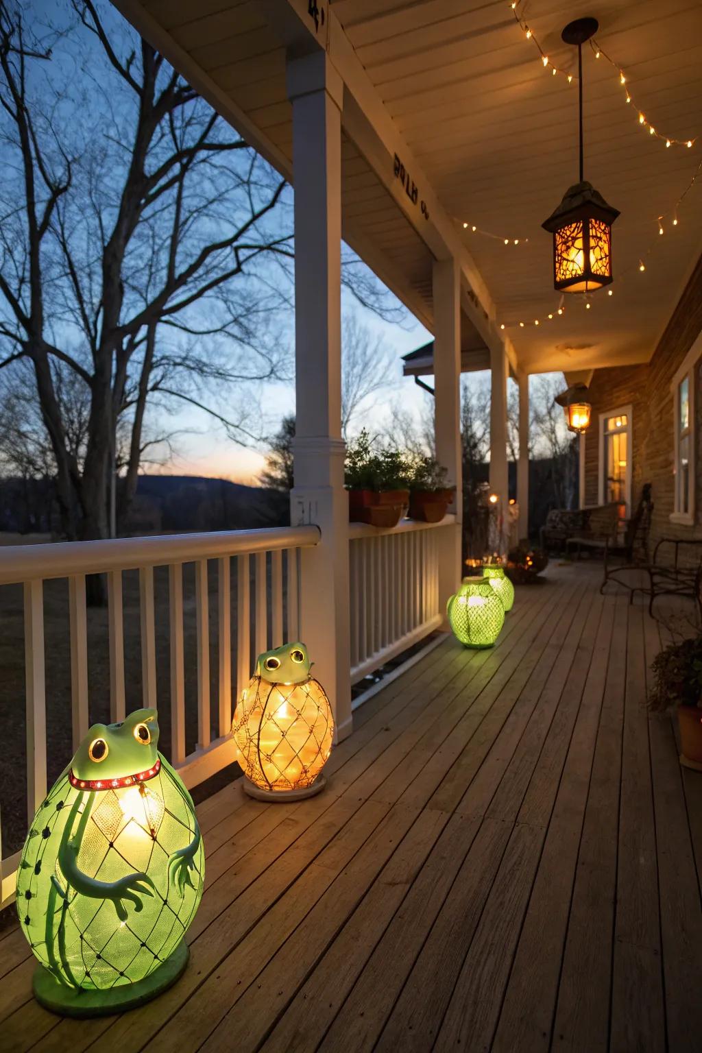 Frog lanterns illuminate your space with a magical glow.