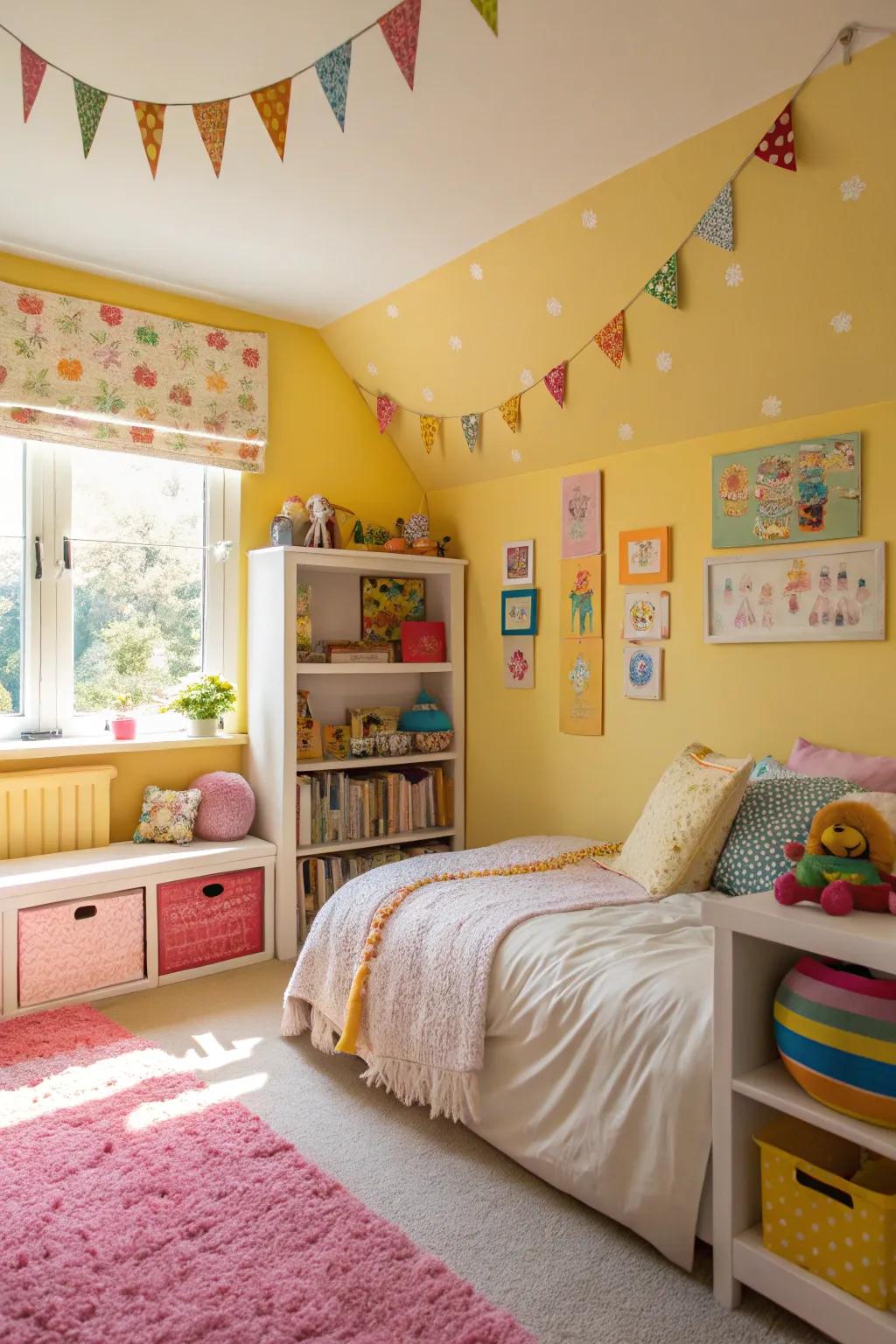 Sunlit honey walls bringing coziness and vitality.