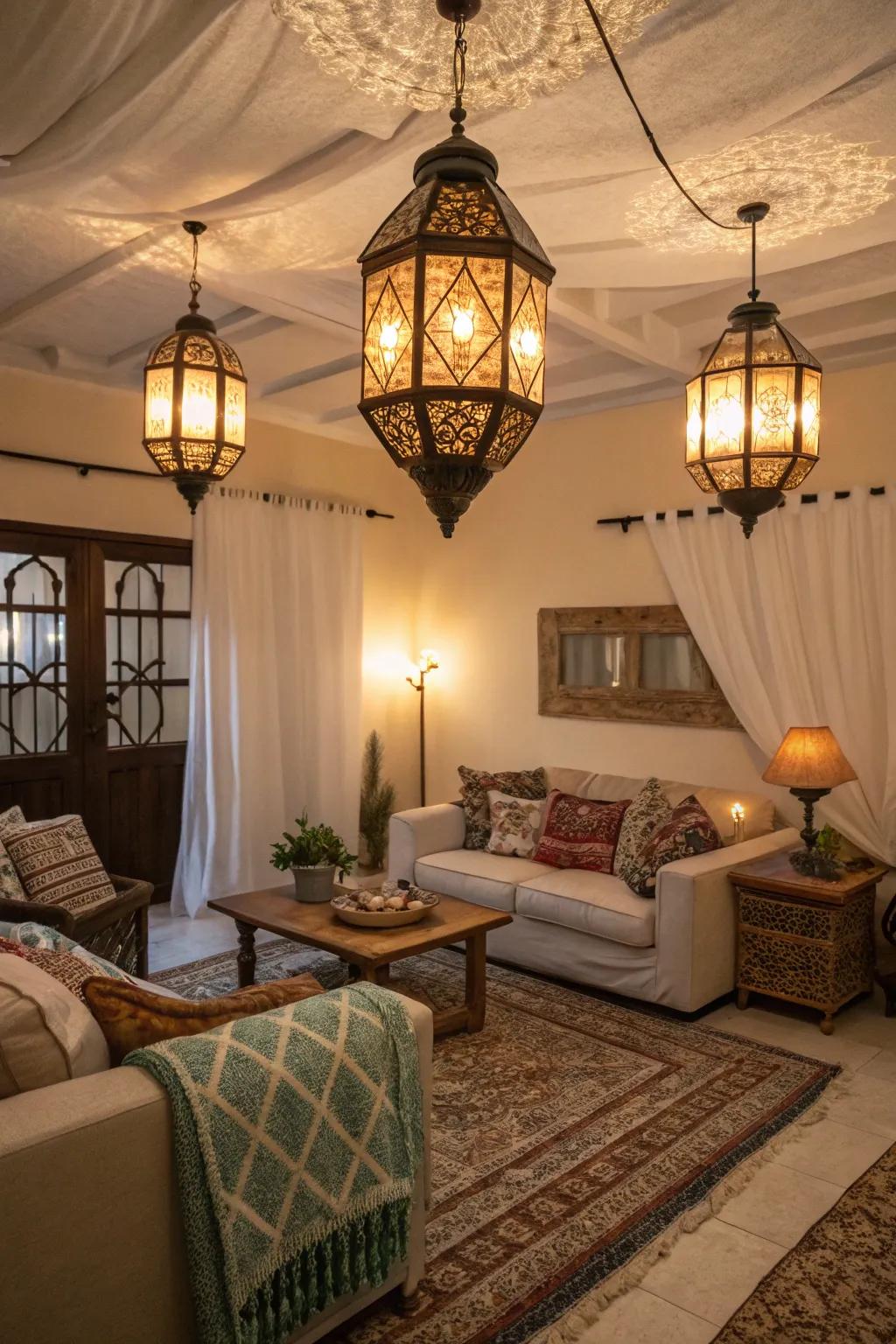 Torch-style lights provide a comfortable, nostalgic radiance.