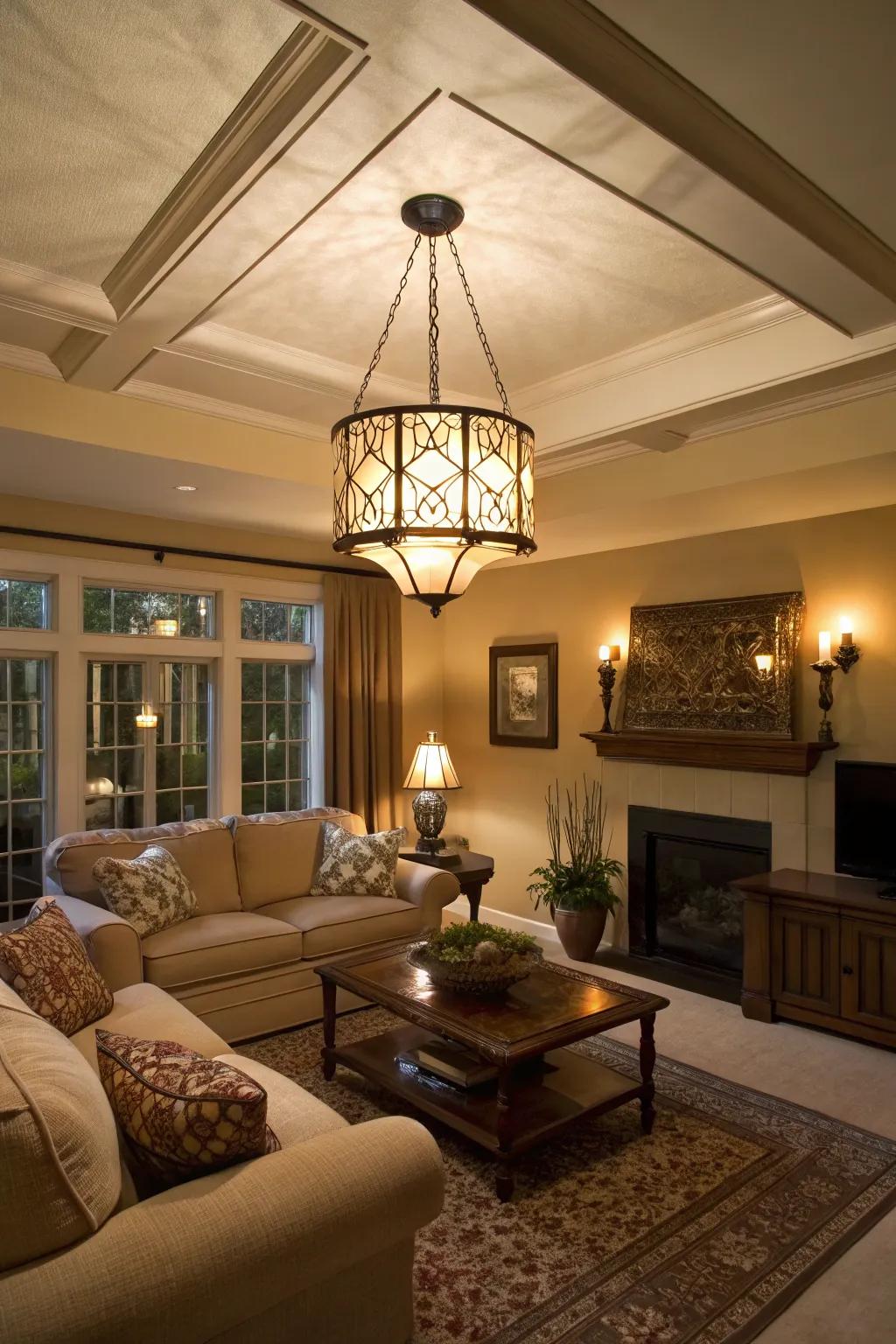 Glass fixtures add elegance while distributing light evenly.