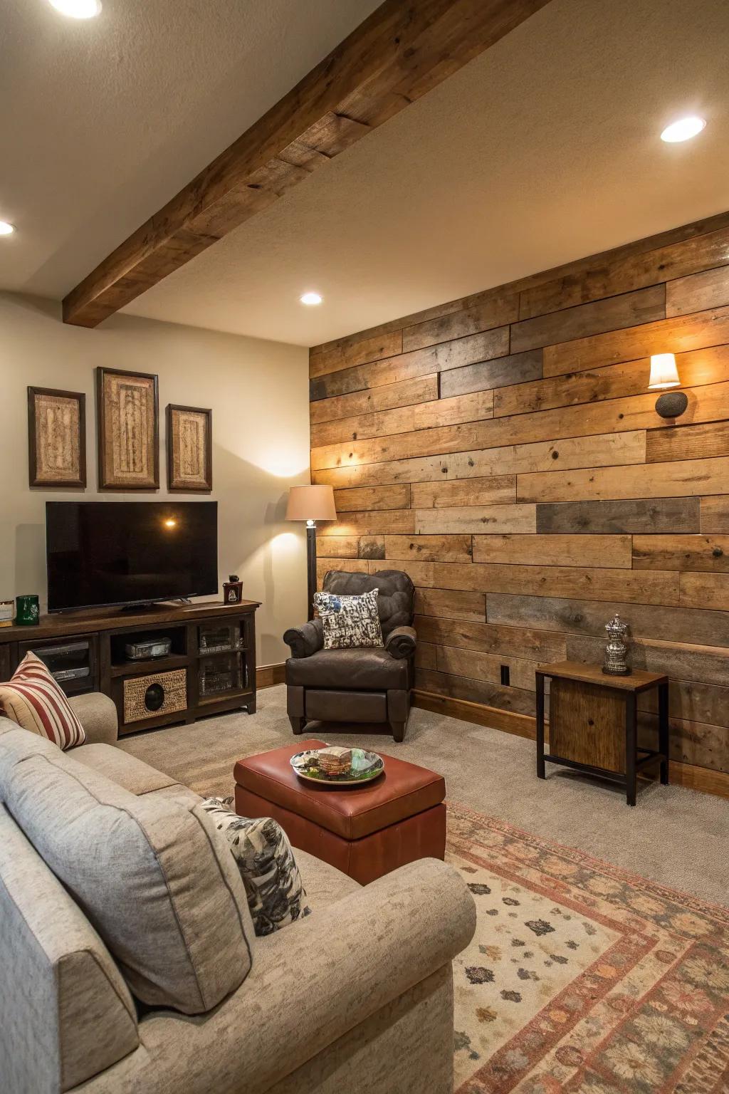 Weathered timber panels offer character and sustainability to your highlight wall.