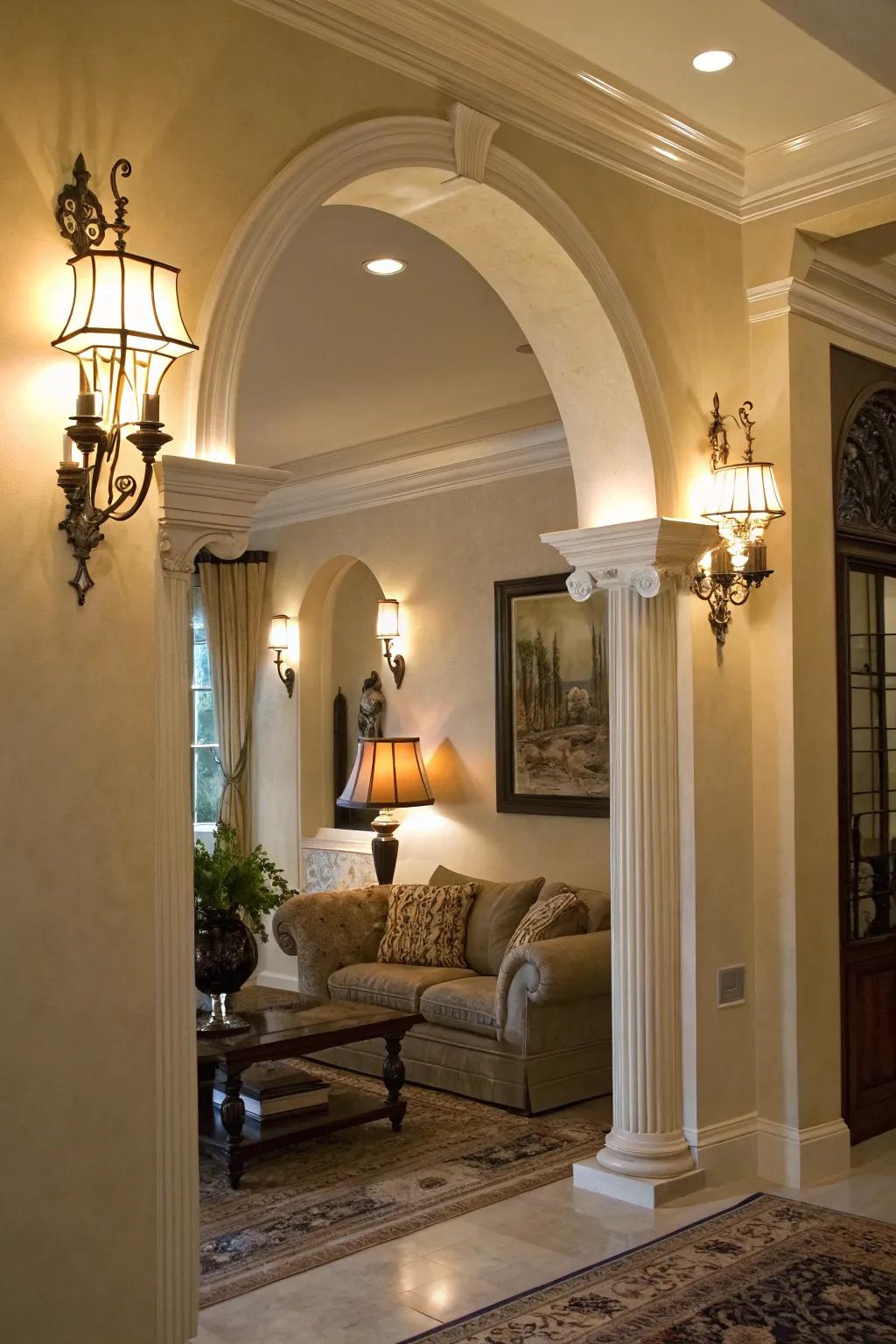 Highlighting building elements adds depth and interest.