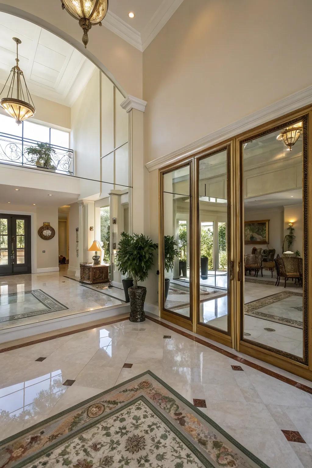 A spacious entryway created with mirrors