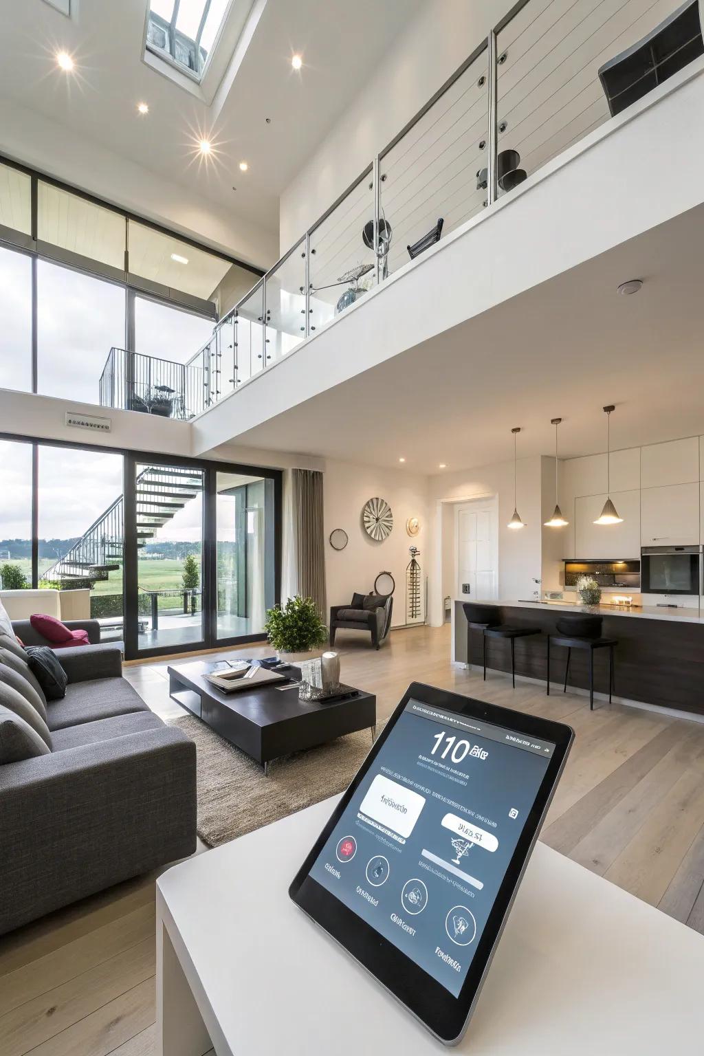 Smart home technology enhancing loft living.