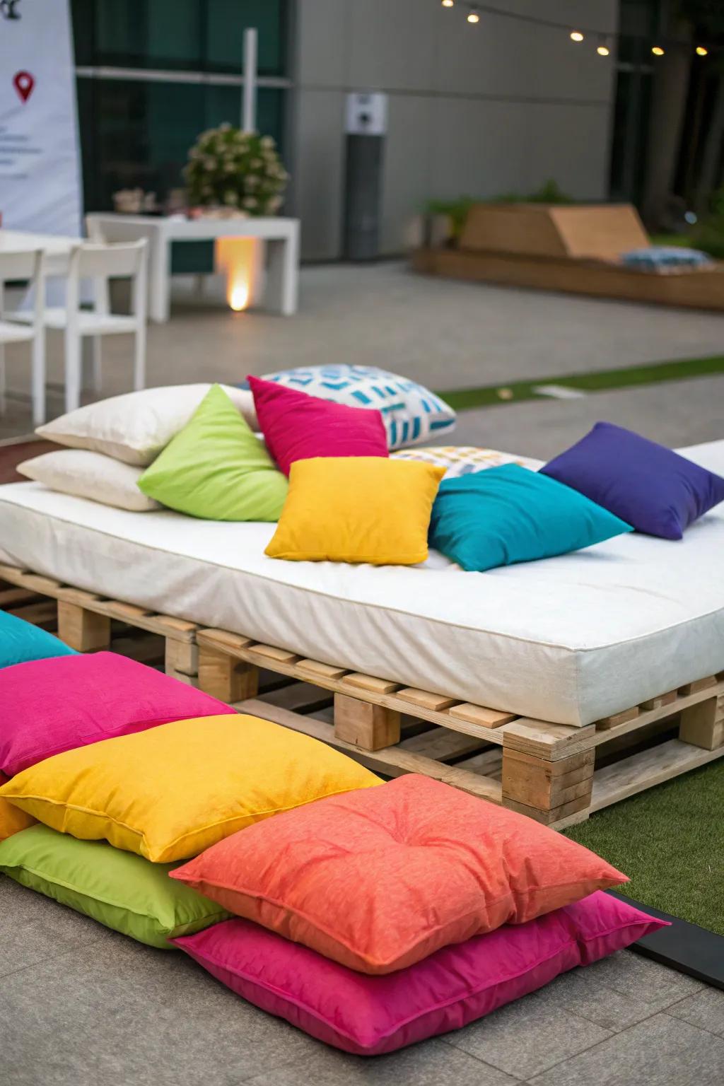 Floor cushions bring casual flexibility.