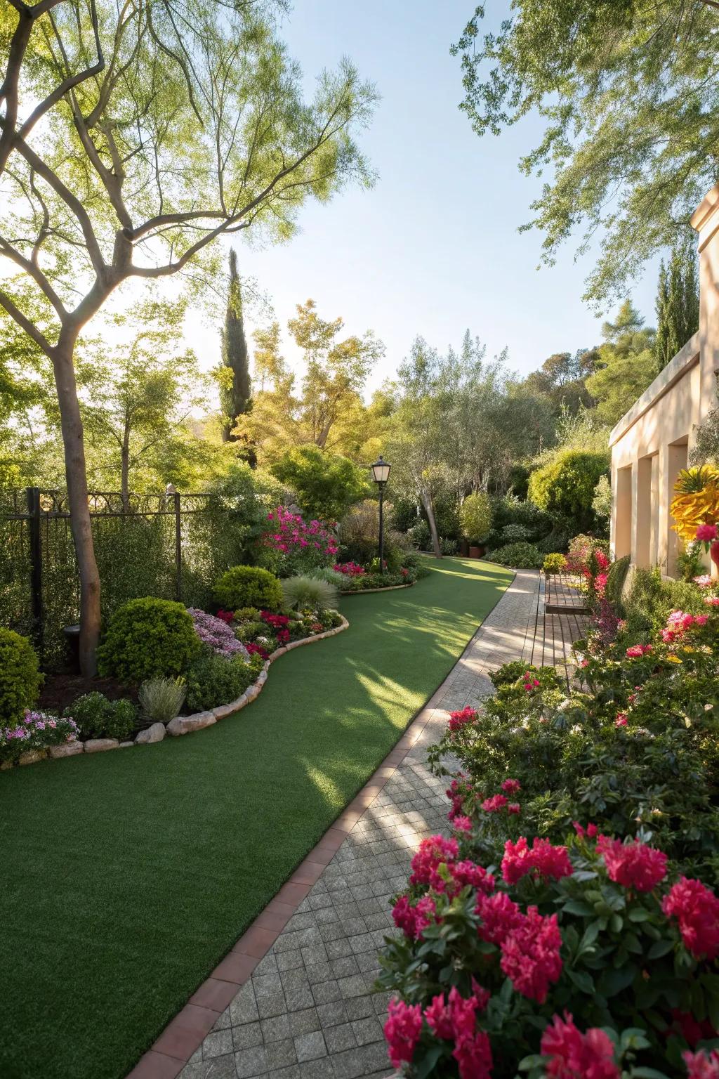 Fake grass offering a lush, maintenance-free lawn.