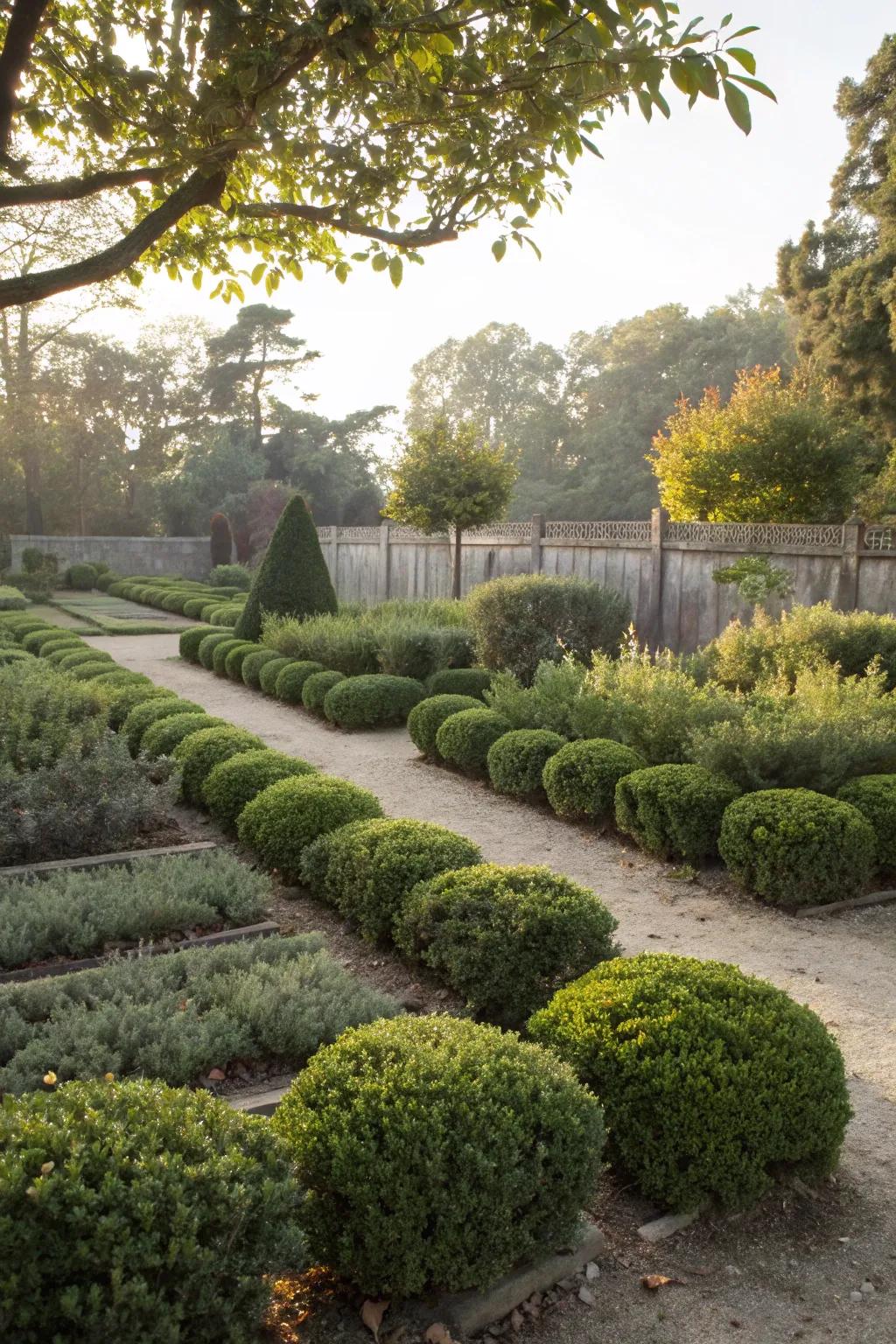 Low-spreading shrubs provide graceful style that is easy to care for.