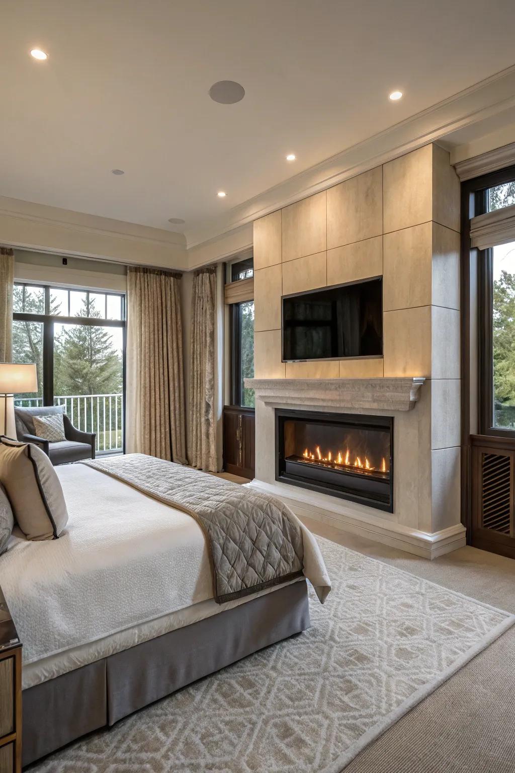 Built-in fireplaces offer a seamless architectural integration.