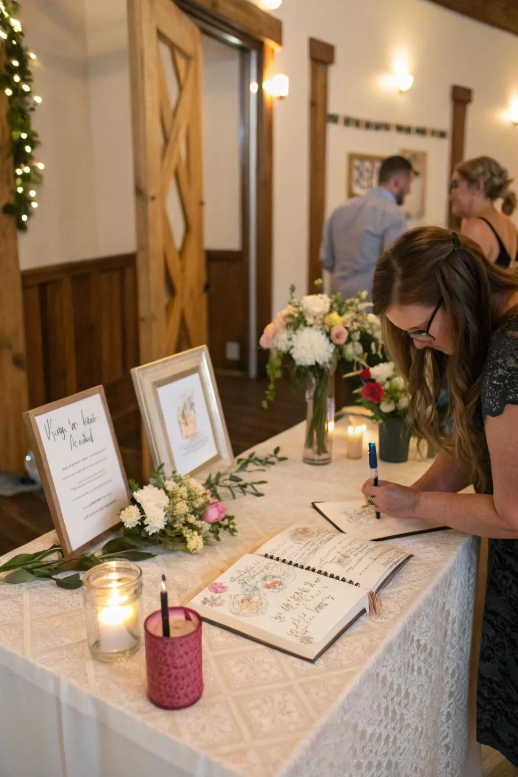 A participatory register gathers cherished memories and messages.