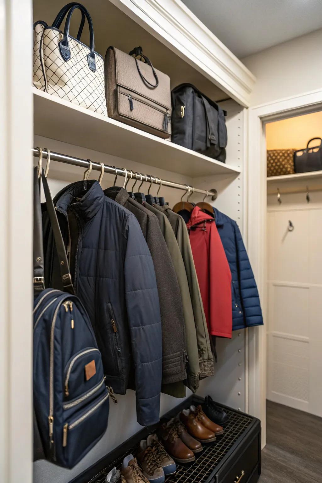 Convenient hooks for quick access to frequently used items.