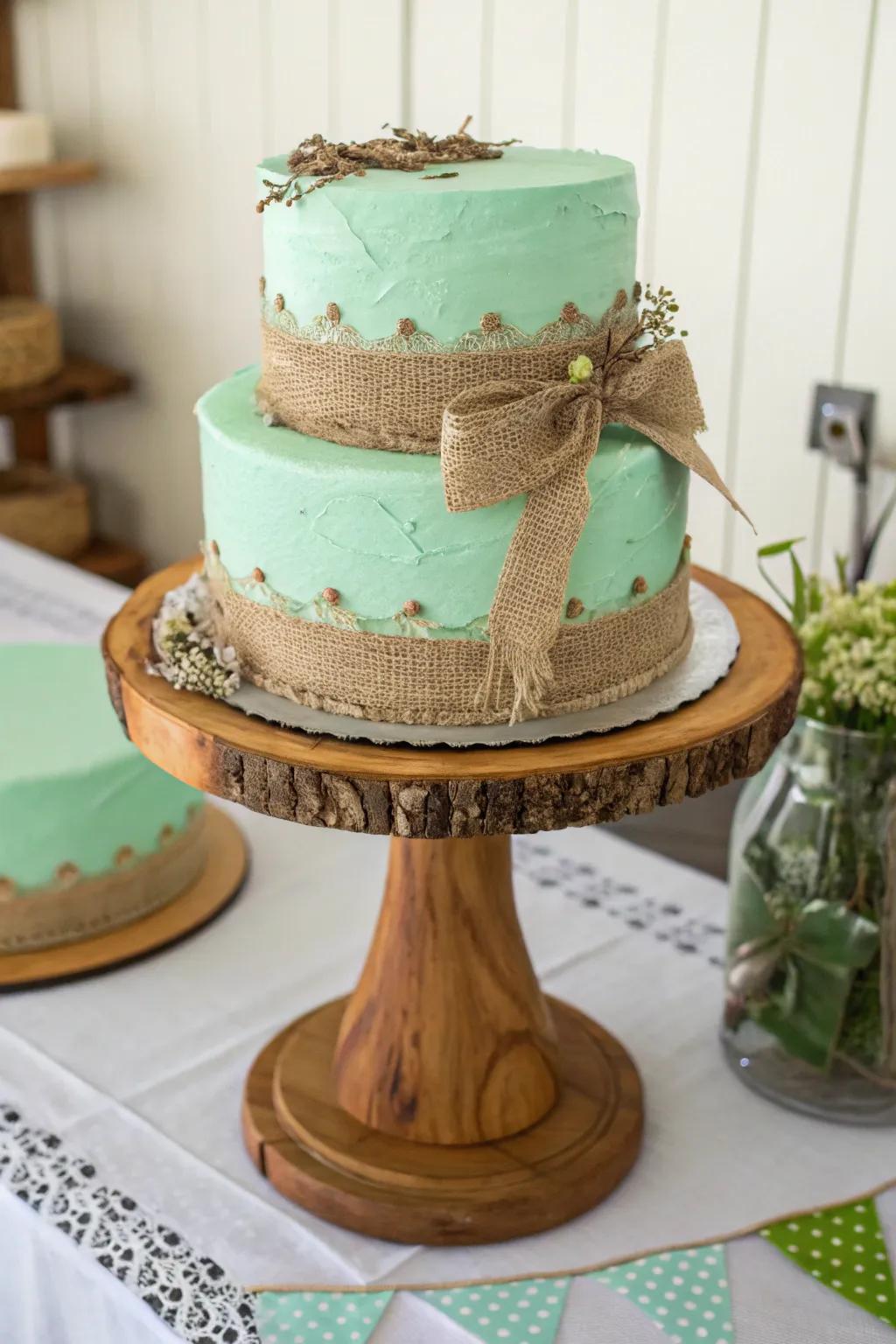 A turquoise cake with down-to-earth charm.