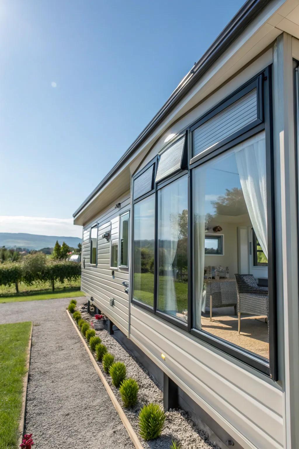 Larger glazing permits more illumination and betters energy efficiency.