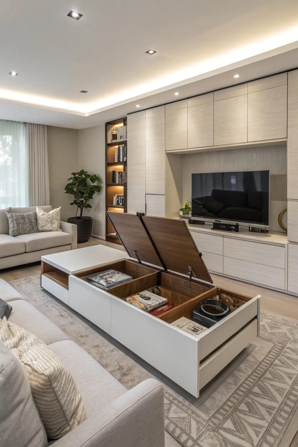 Concealed storage that maintains a clean and uncluttered look.