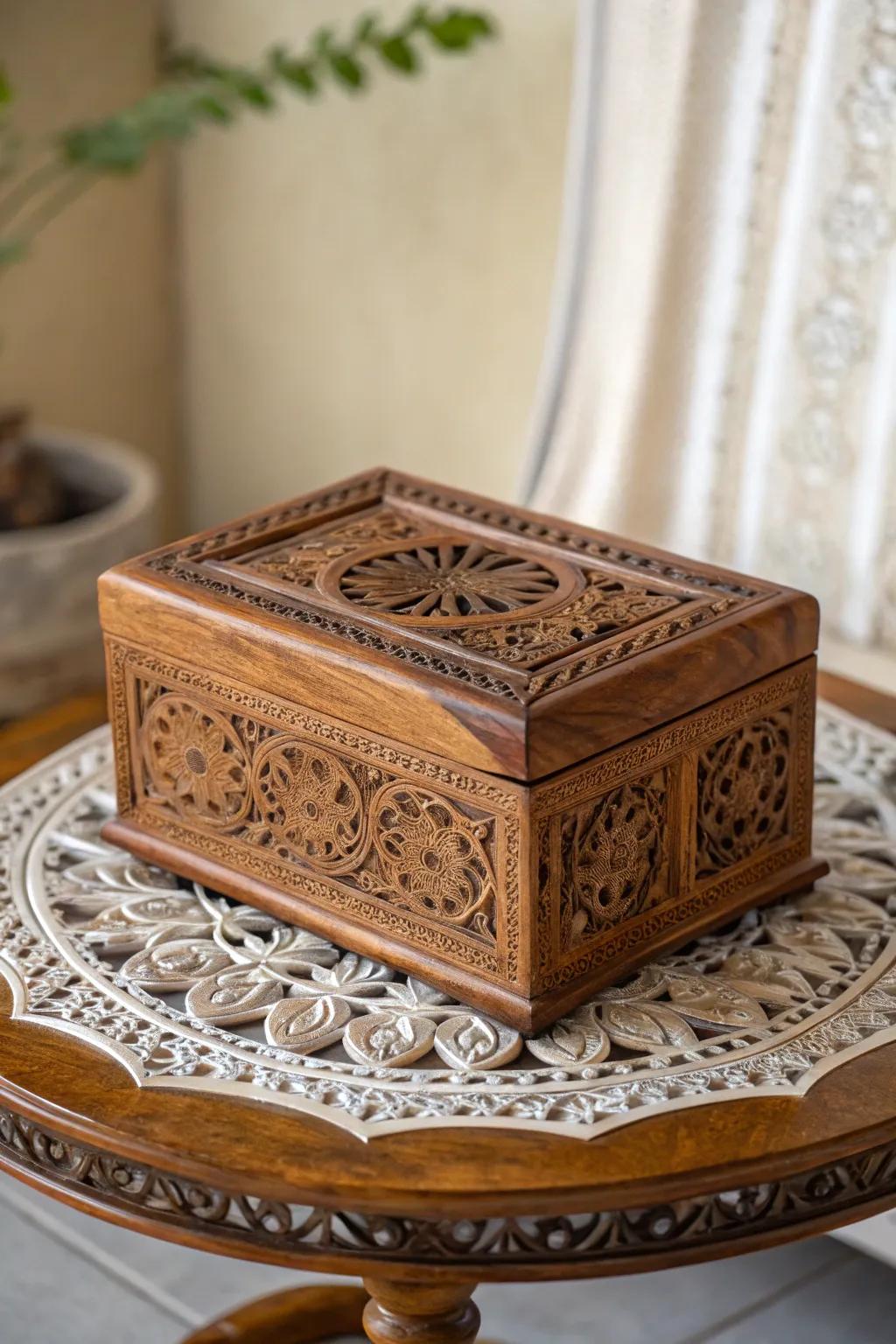 A beautiful Thuya wood box offering stylish storage.