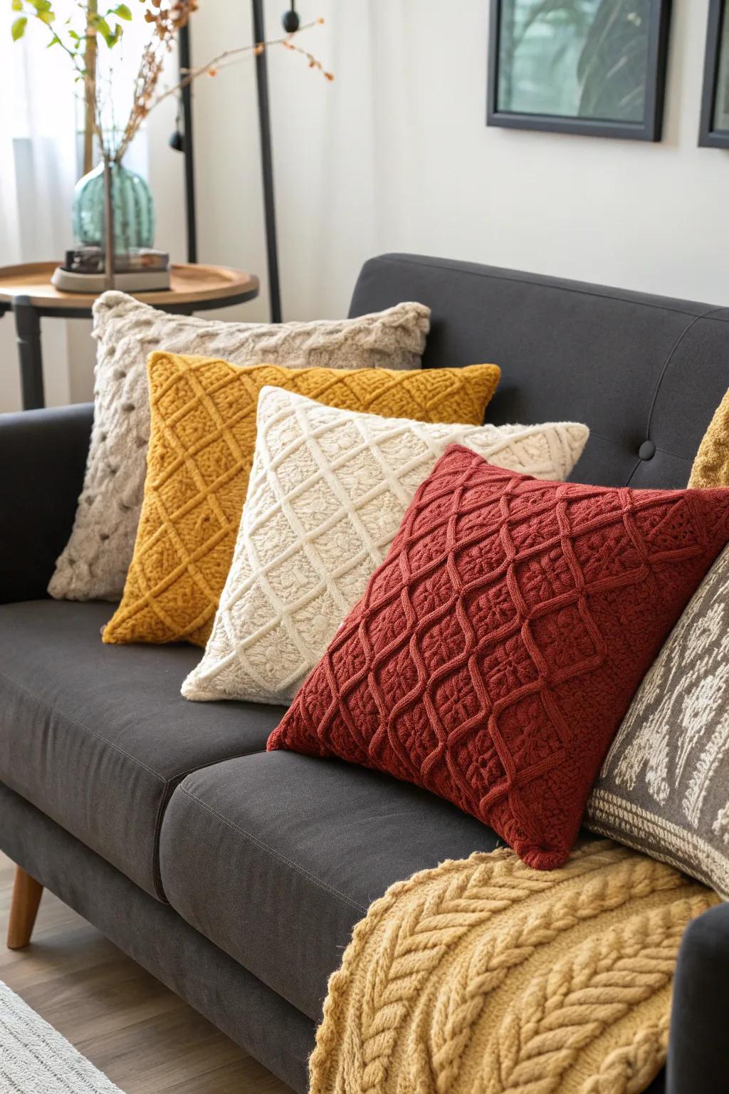 Decorative throw pillows that enhance any seating area.