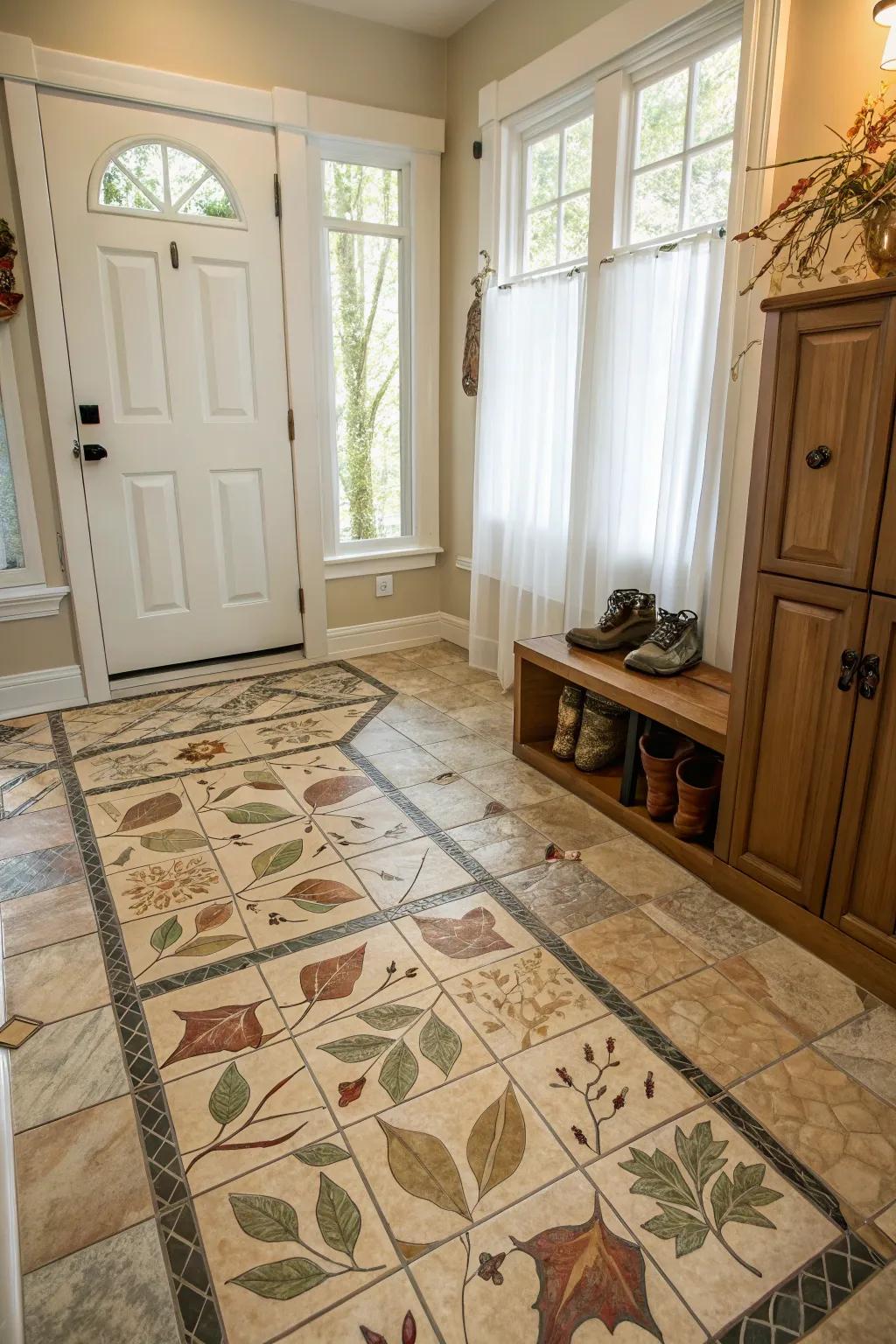 Nature-inspired floor coverings create a tranquil retreat.