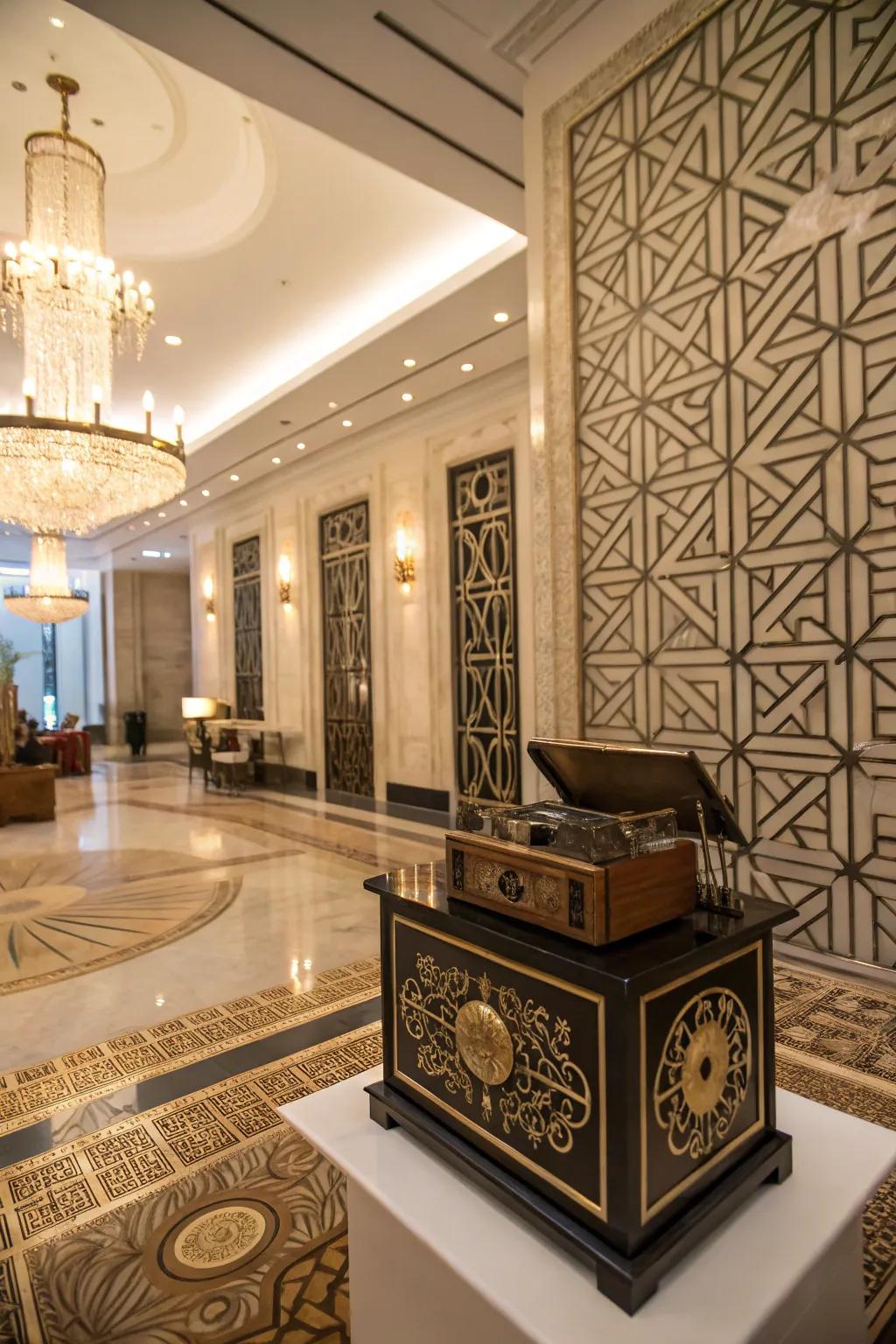 An Art Deco-style melody chest that exudes timeless elegance.