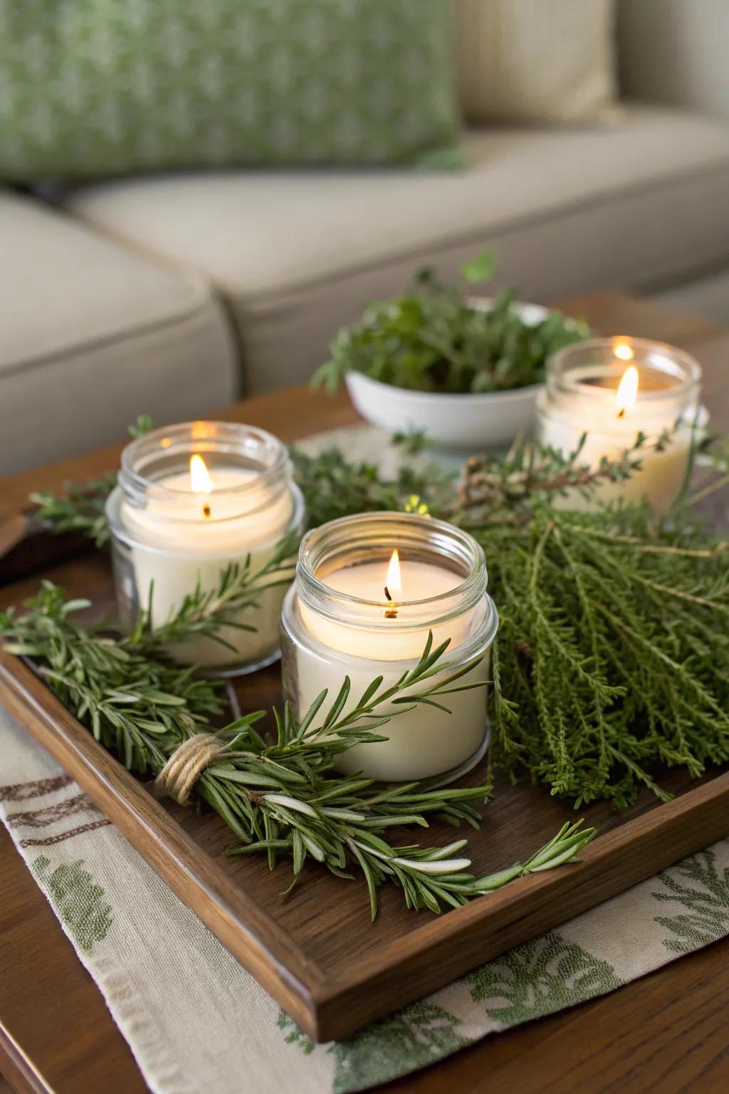 Herb-infused flames that emit a soothing fragrance.