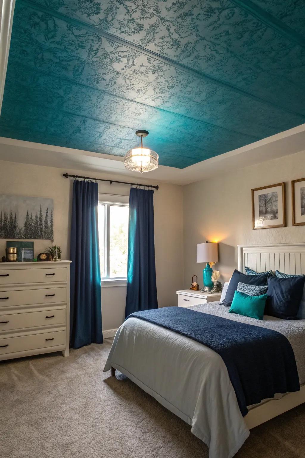 A teal dome fashions an enveloping, snug ambiance.