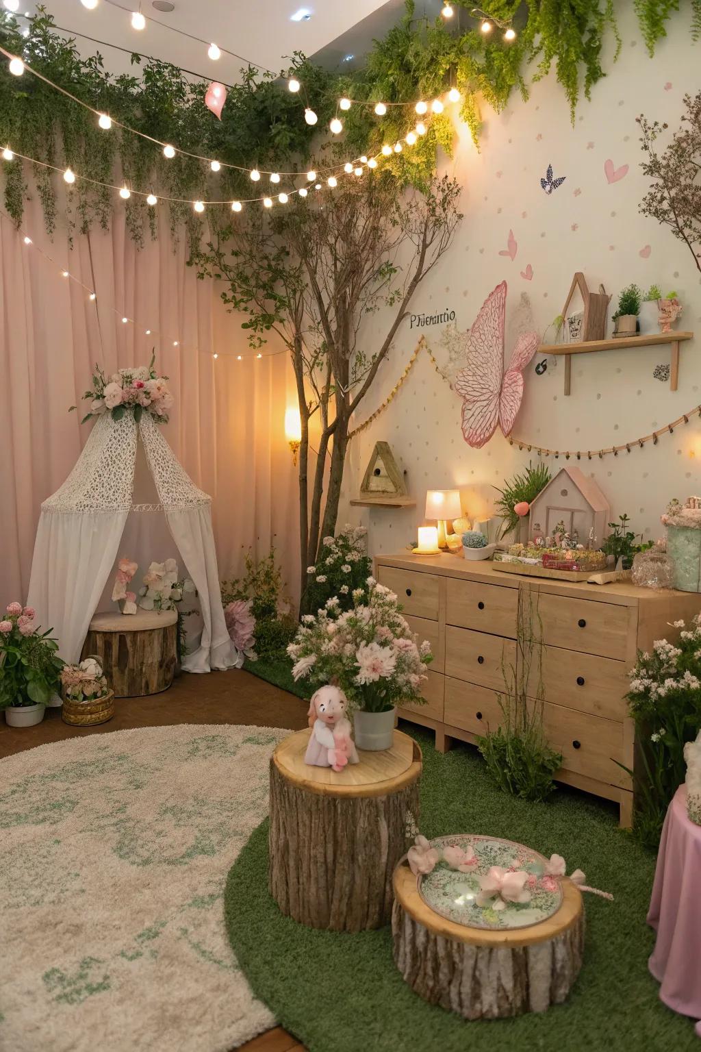 Uncover a fairytale setting within an enchanted garden nursery.