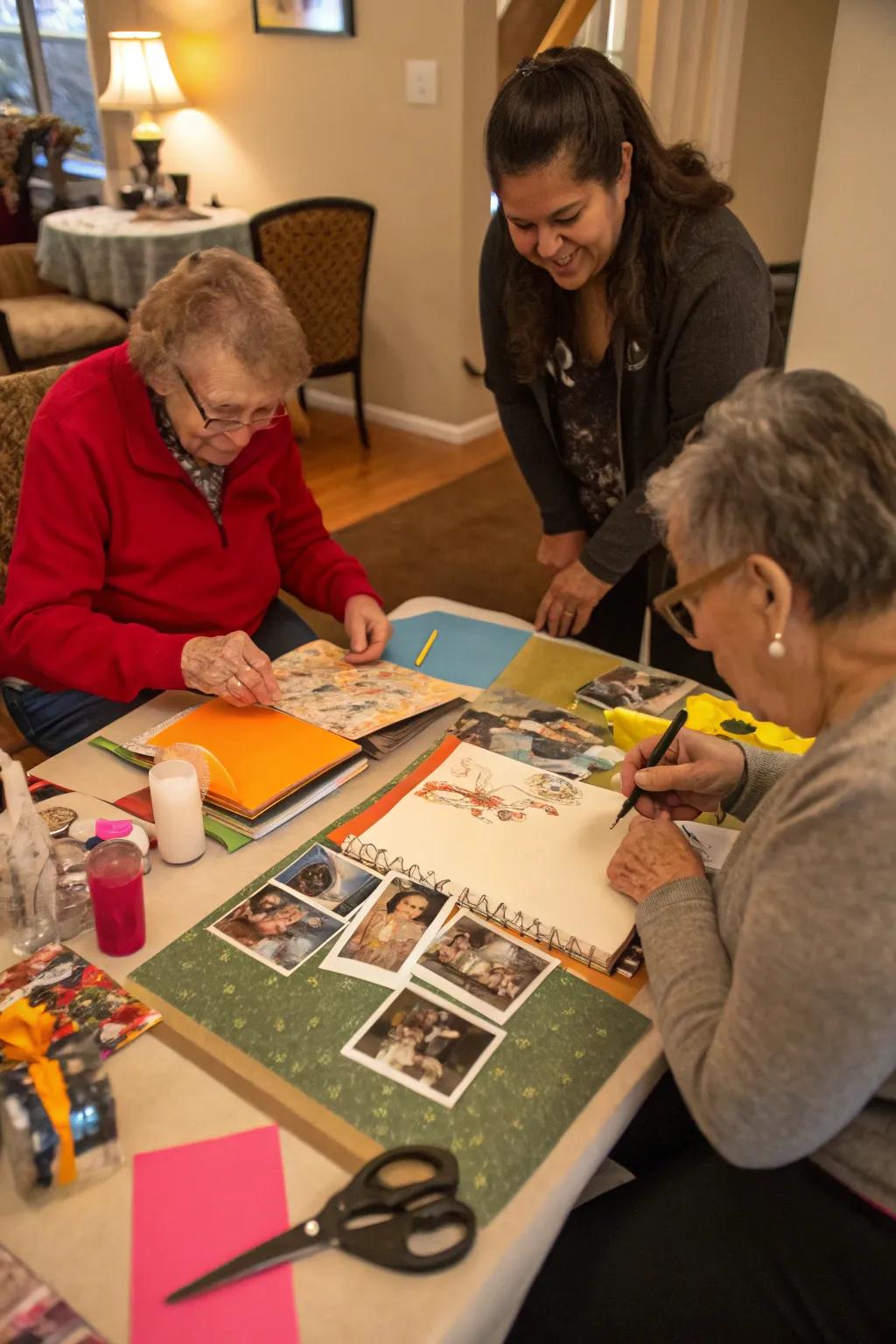 Crafting a memory scrapbook filled with cherished moments.