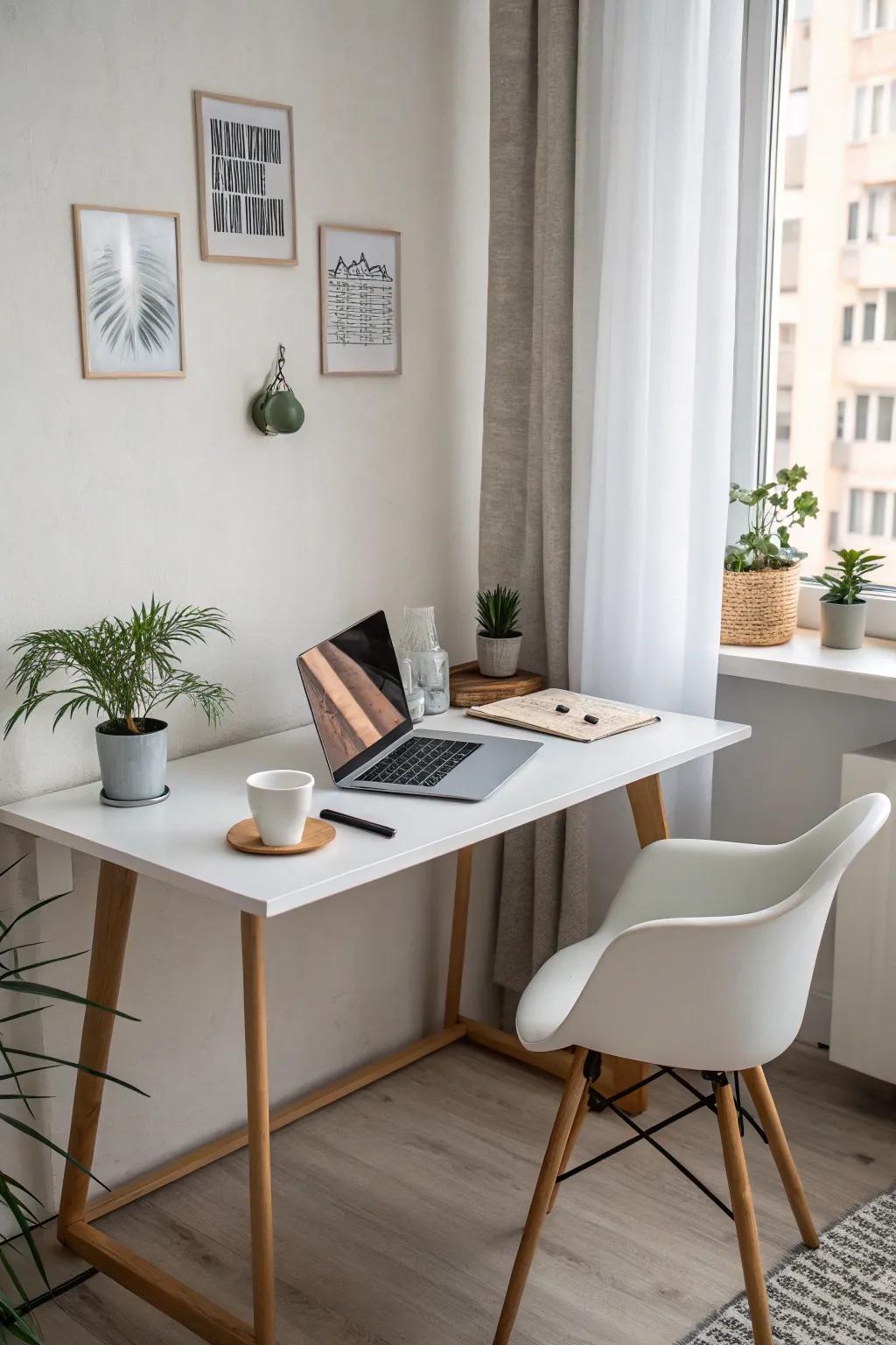 Adopt a minimalist approach for a serene and uncluttered workspace.