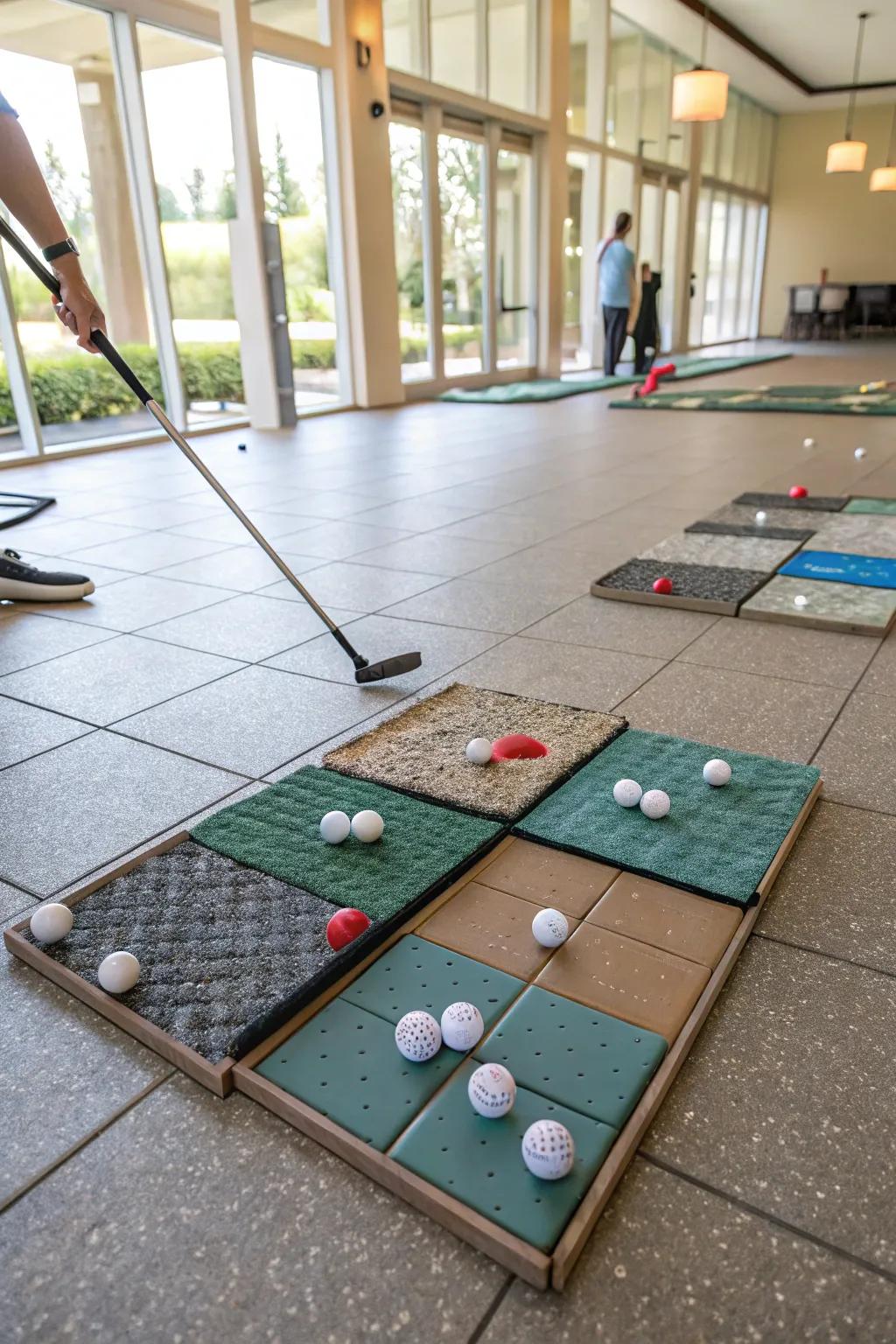 Aim for tile targets on the floor.