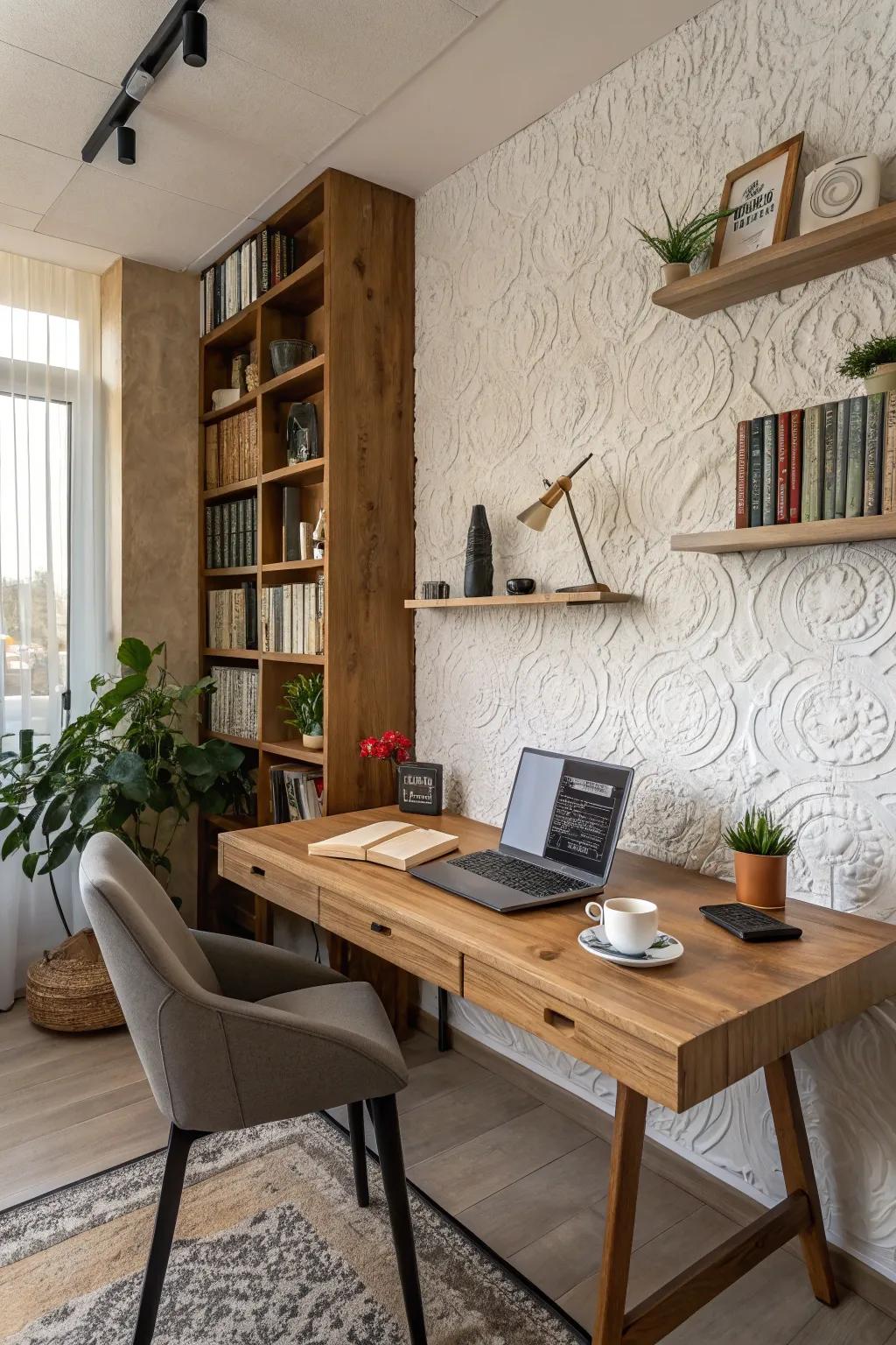 Textured walls add dimension to your virtual meetings.