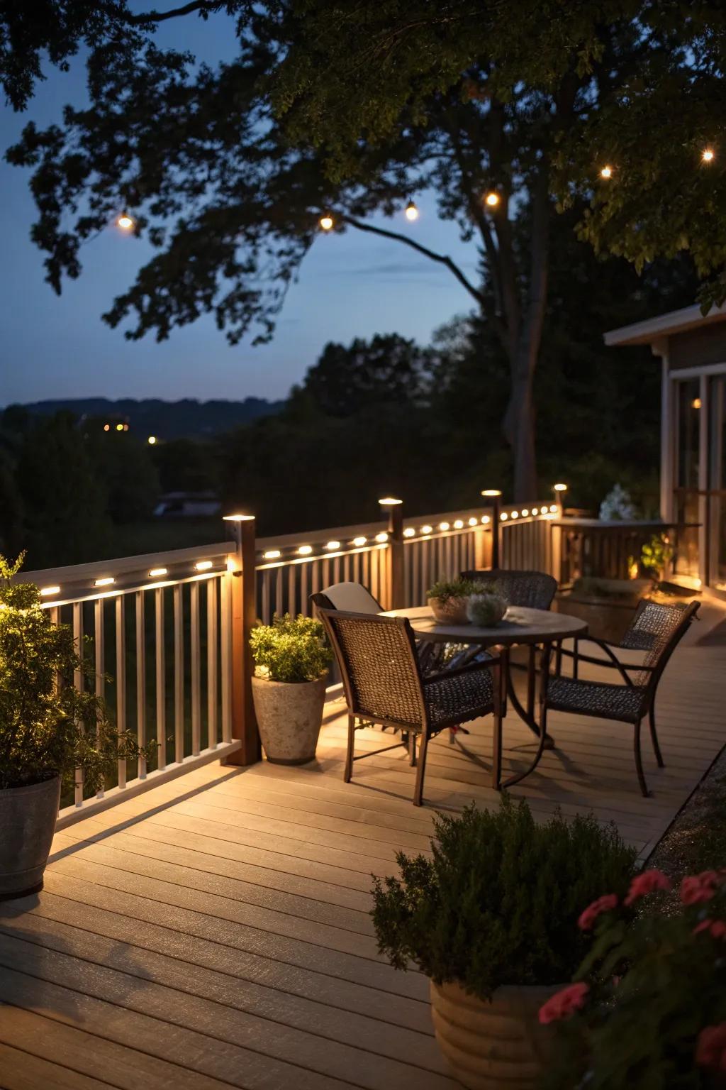 With discreet rail lighting, you can enhance your patio.