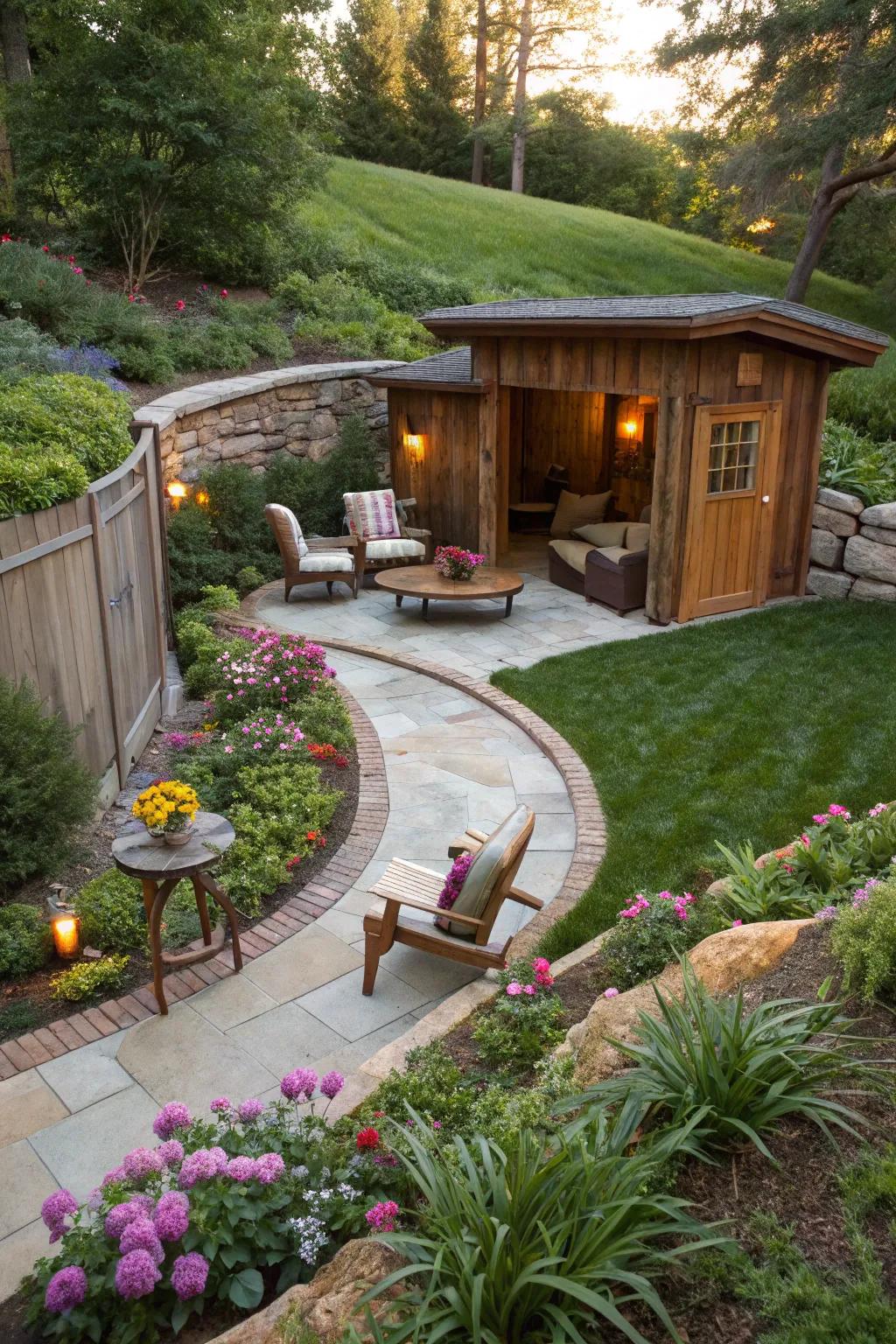 Integrate your retreat with the flora for a harmonious outdoor escape.