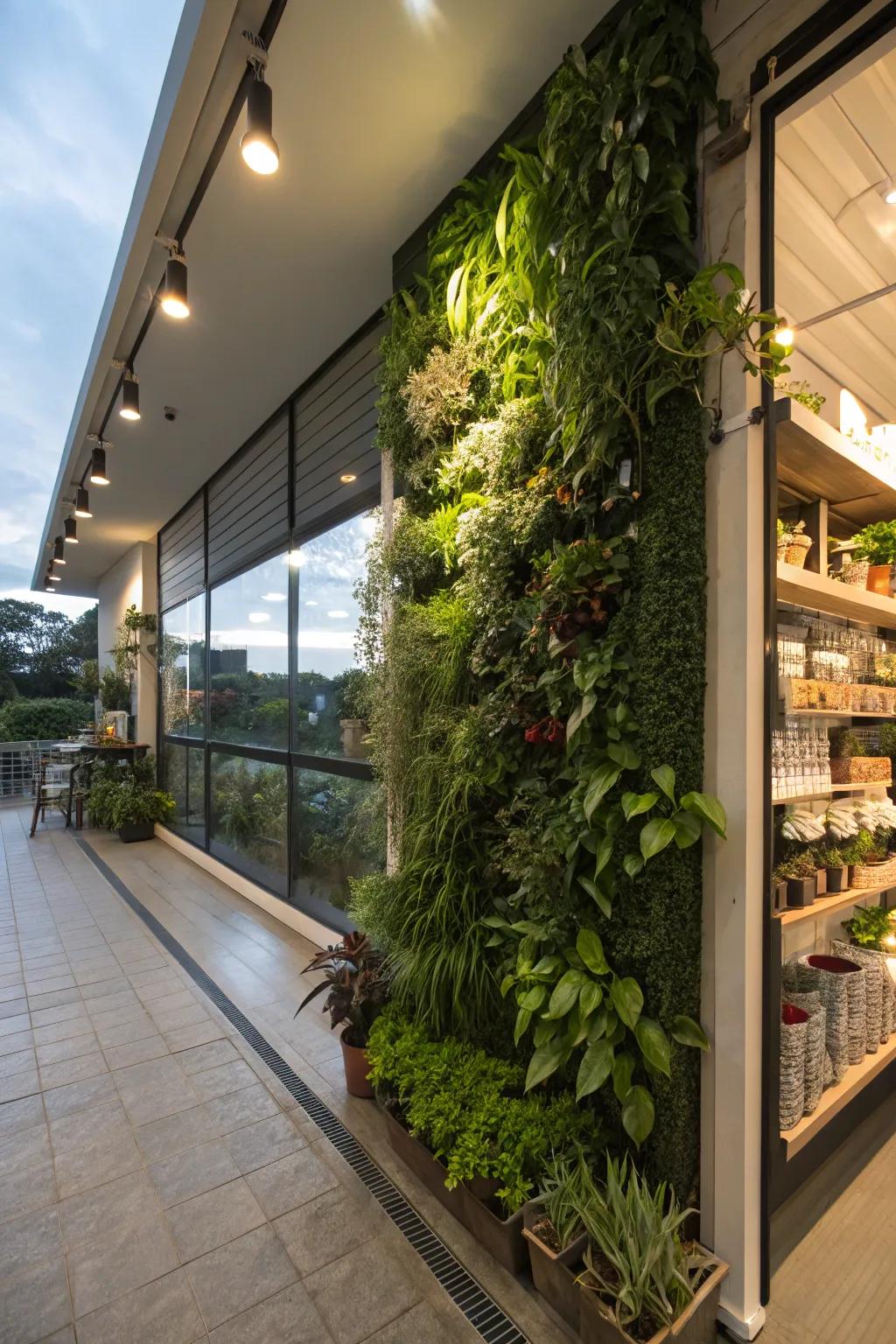 Upright gardens for a burst of greenery and fresh air.