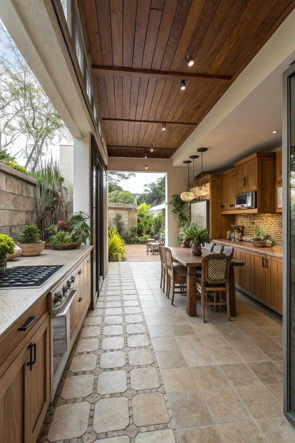 Craft a seamless transition with matching indoor and outdoor tiles.