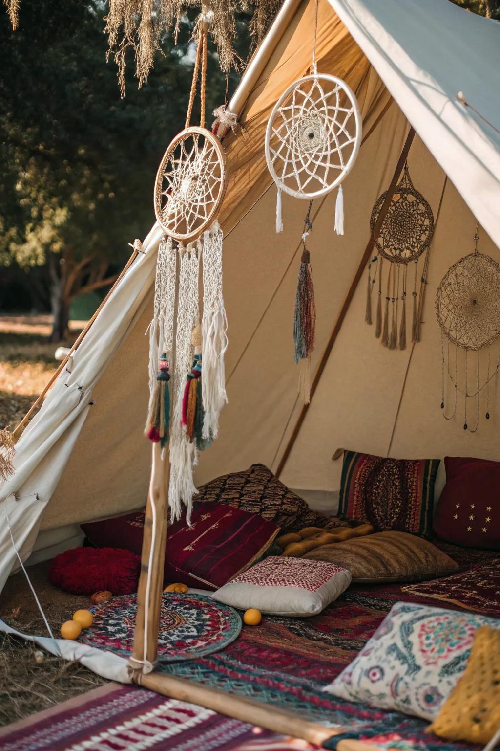 Boho features add a relaxed and stylish vibe.