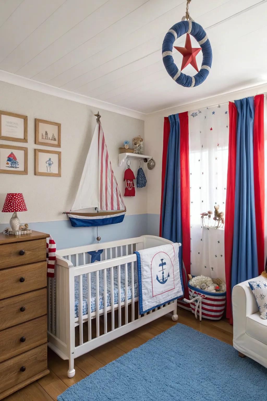 Nautical themes evoke the soothing rhythm of the ocean, perfect for a nursery.