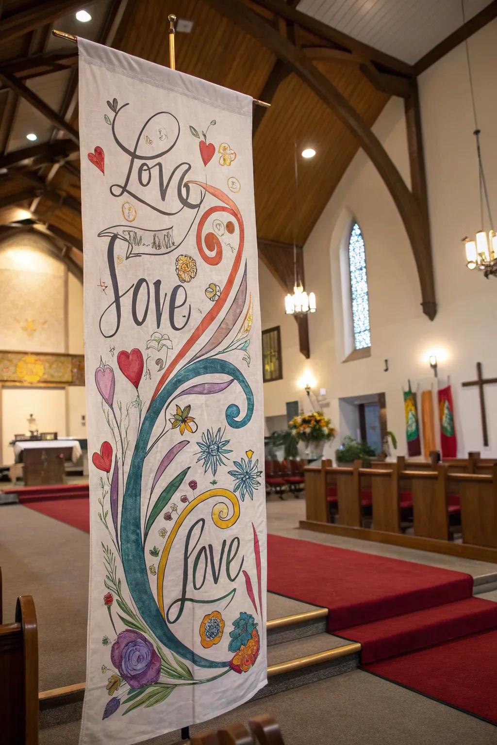 A hand-painted banner with a personal artistic touch.