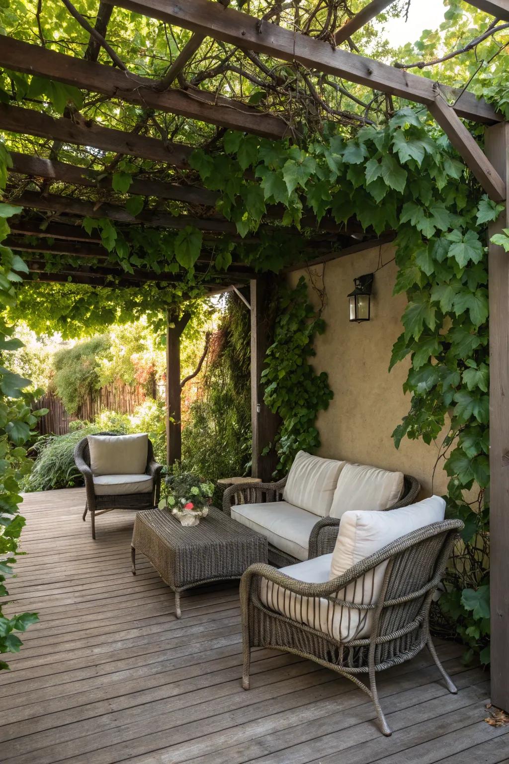 A pergola adds architectural interest and natural beauty.