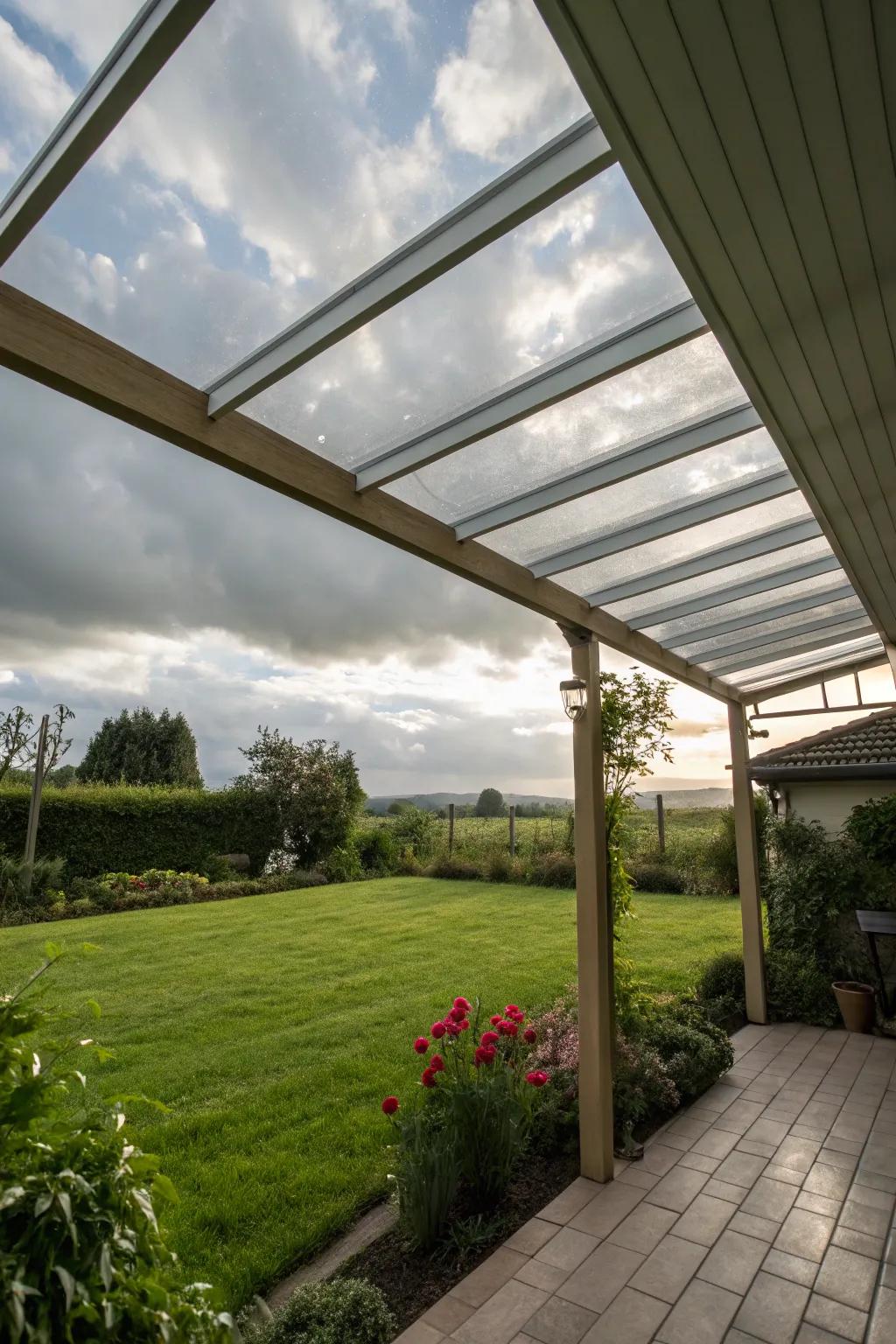 See the sky without anything in the way with a transparent roof.
