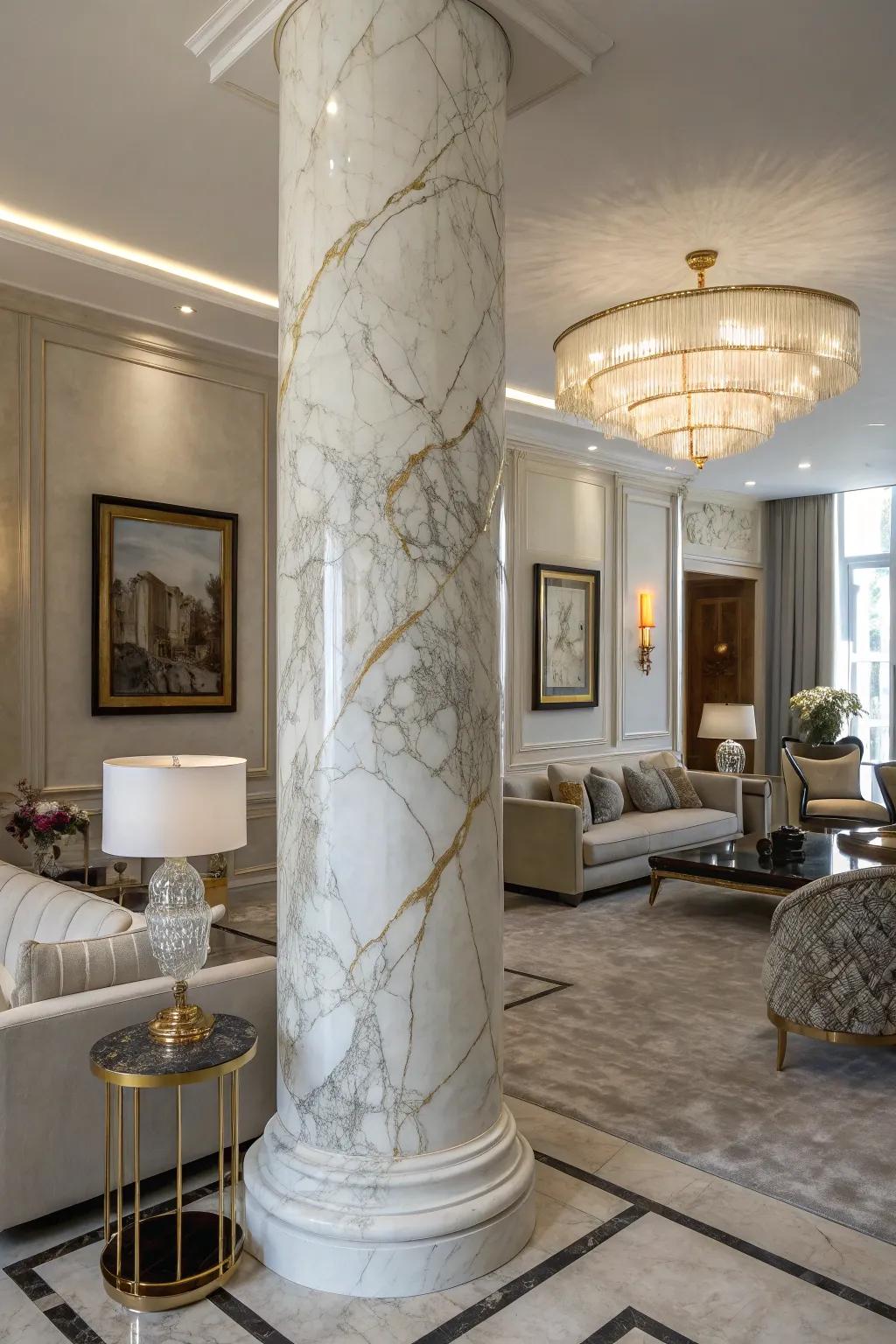 Marble coverings bring an air of luxury and elegance to pillars.