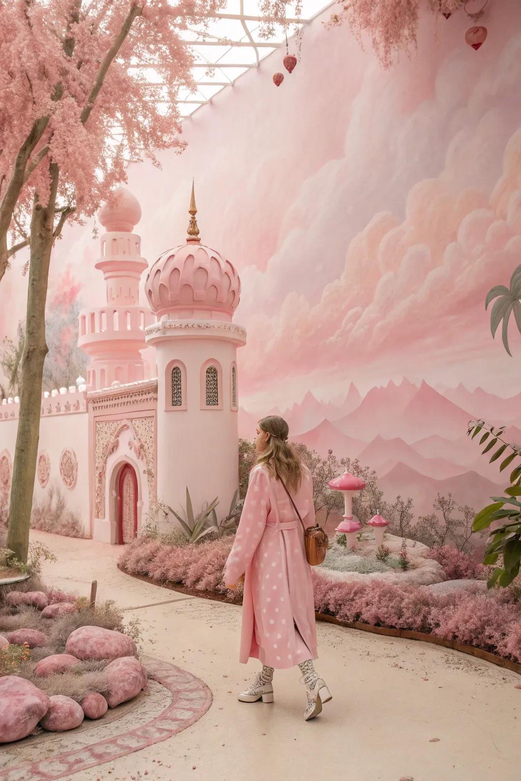 Enchanting otherworldly illusion artpiece in pink.
