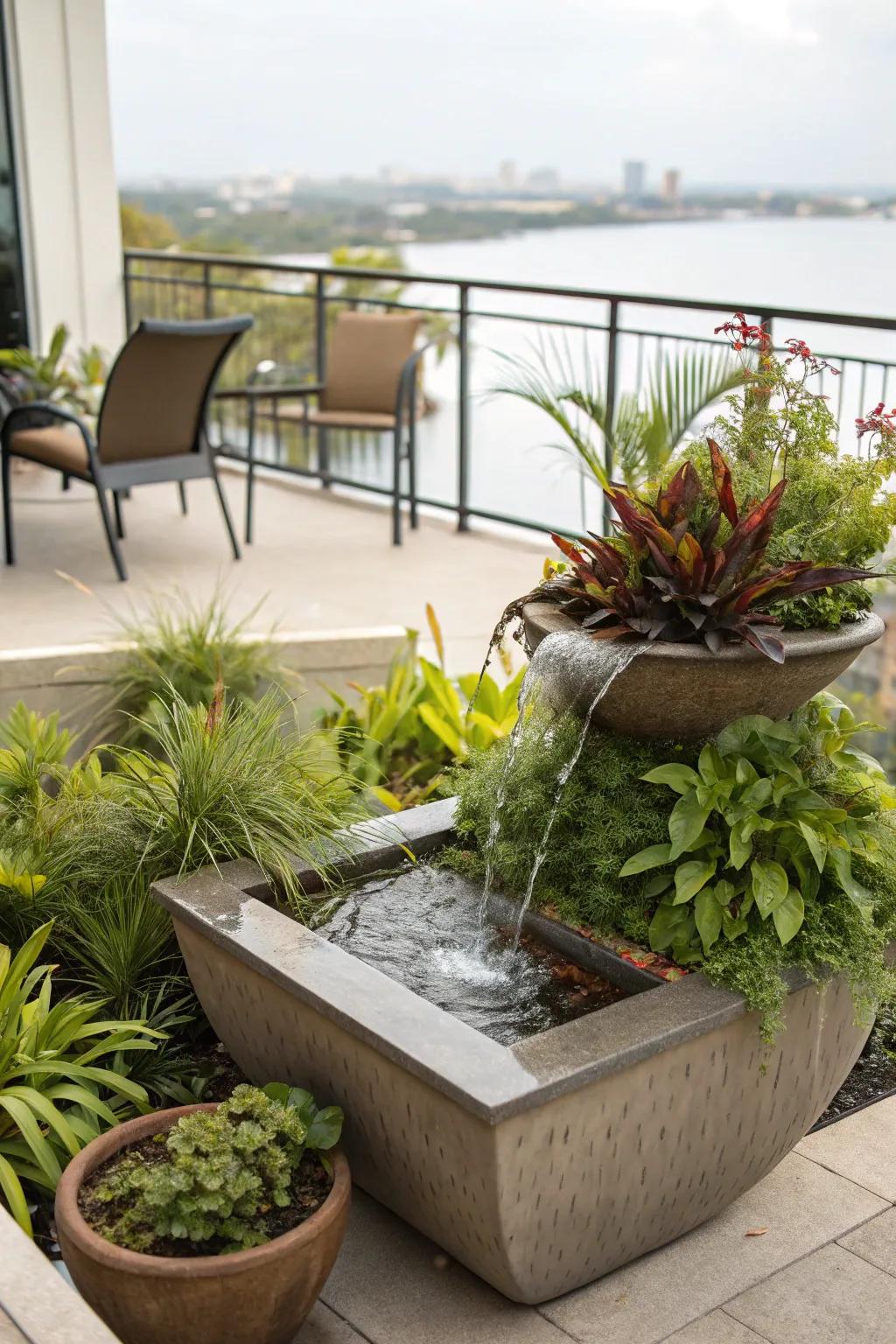 Mix water and greenery for a peaceful setup.