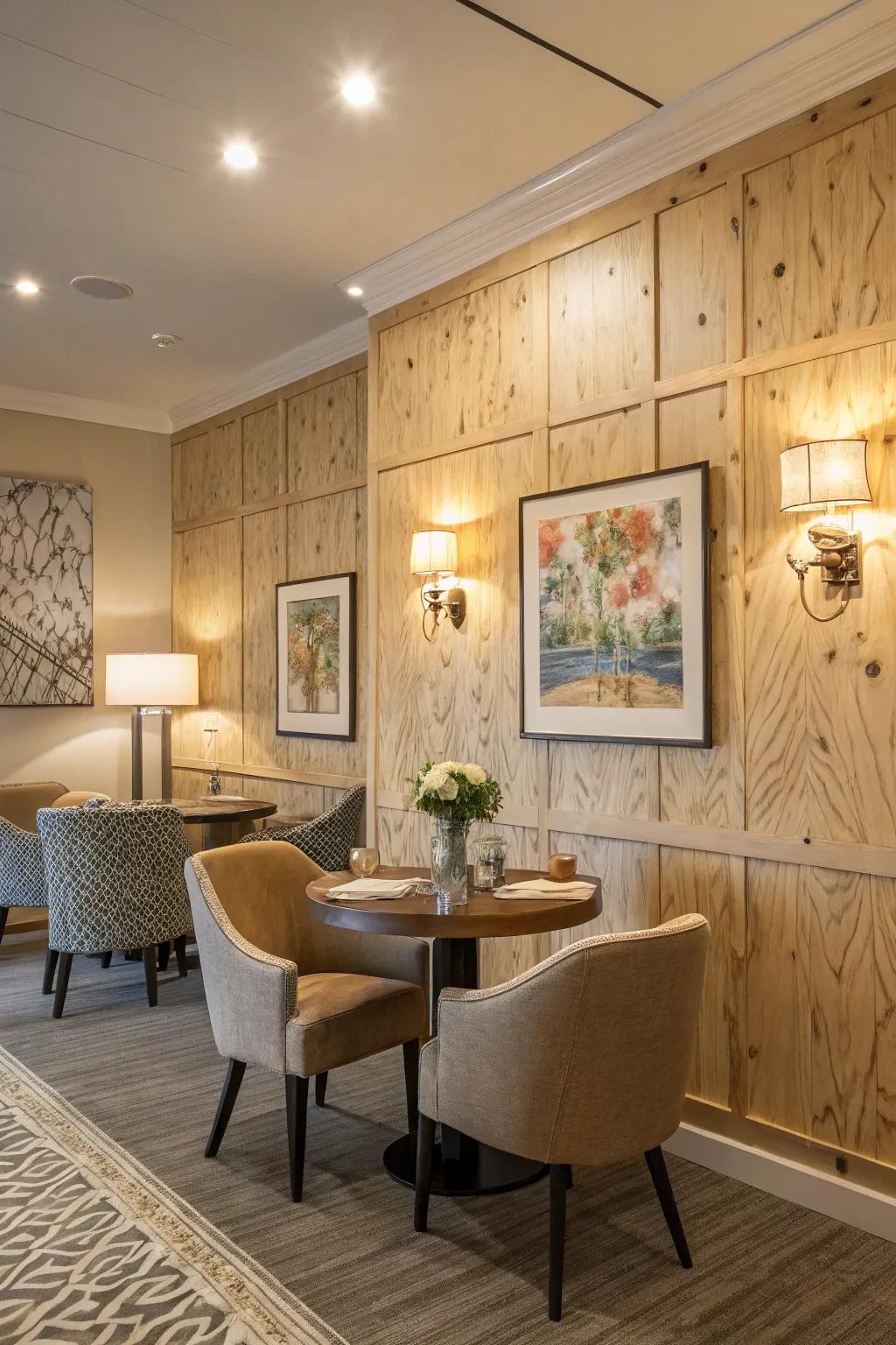 A wood panel accent wall brings character and style to any room.
