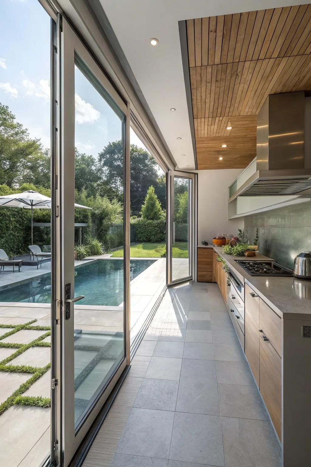 Sliding doors offer a modern and functional design.