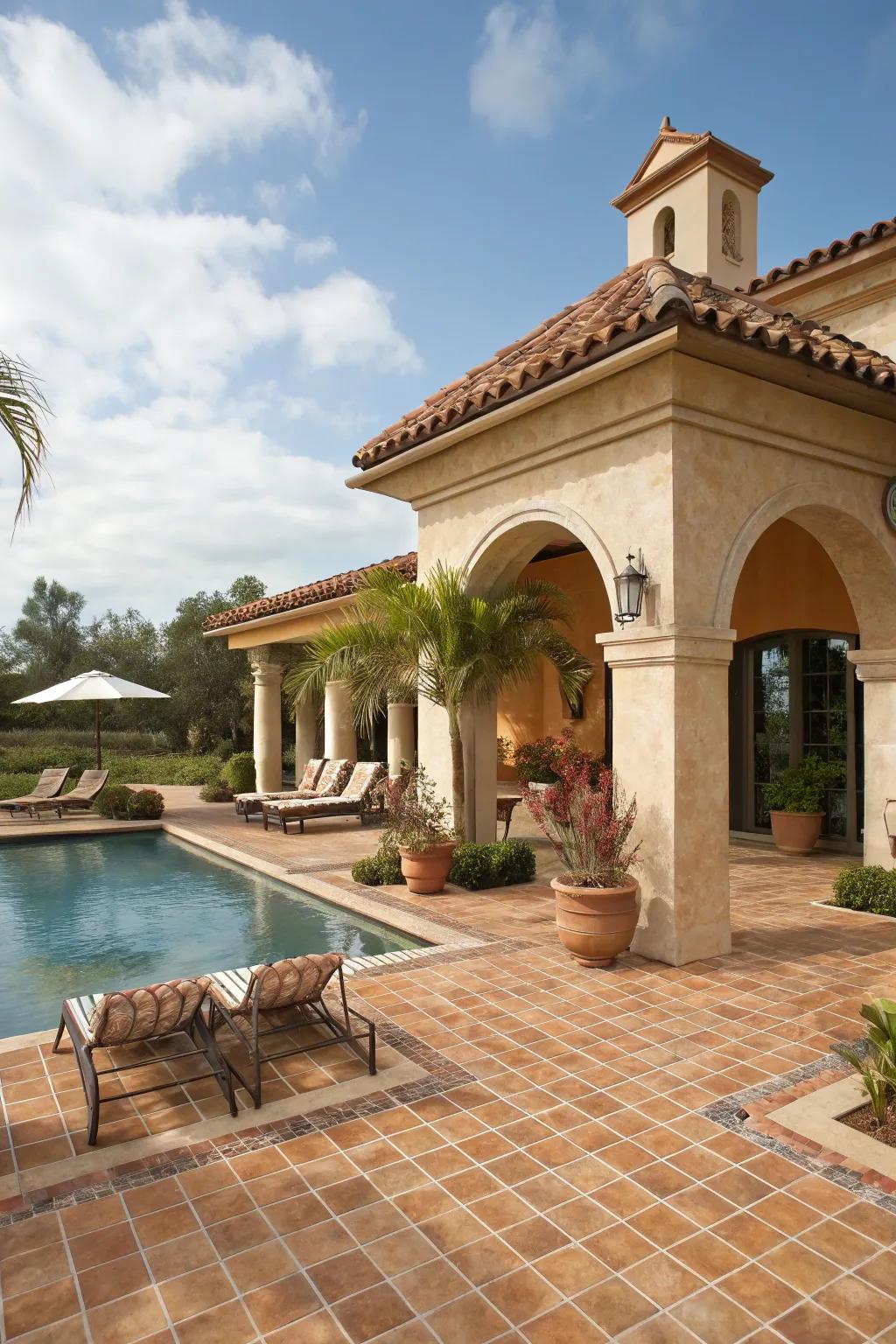 Mediterranean-style pavilions deliver a warm, inviting atmosphere featuring classic finishes.