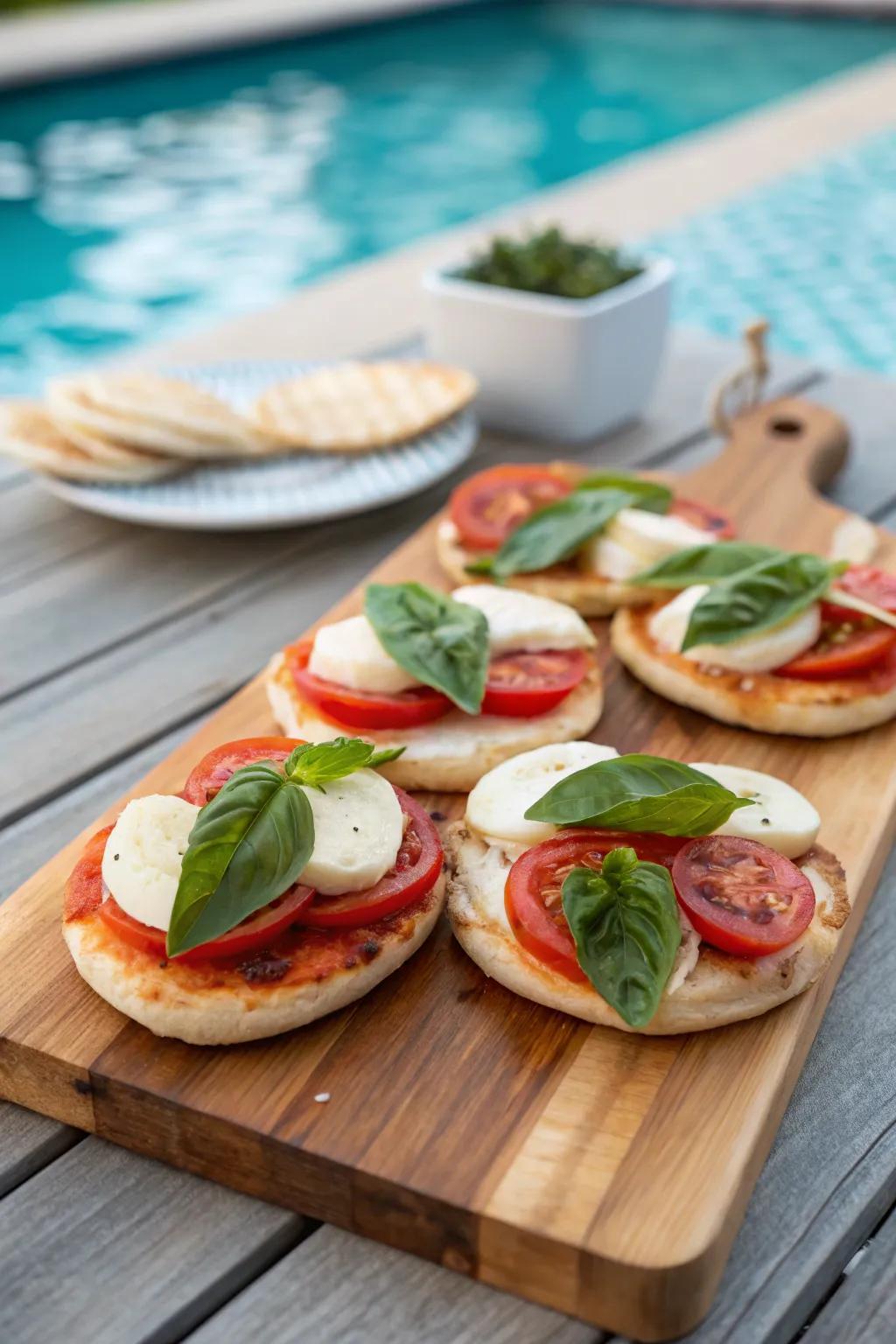 Bite into a delicious snack-sized pizza.