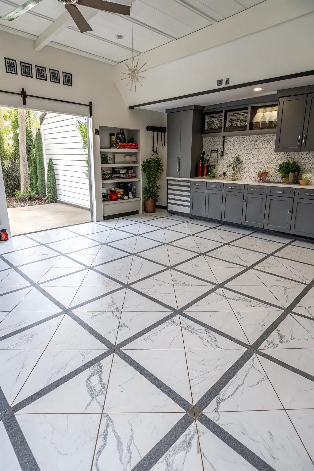Create a unique look using a diagonal stone arrangement.