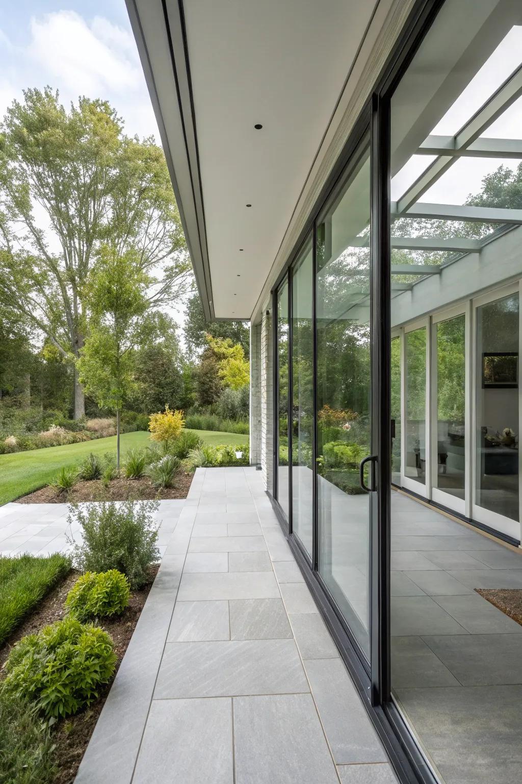 Streamlined modernity using transparent panes.