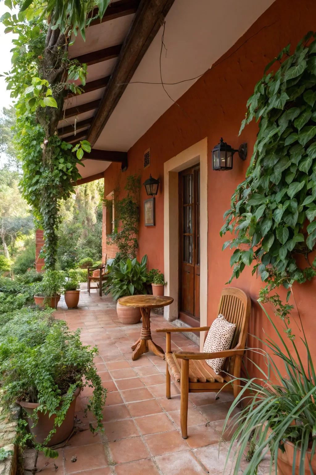 A kiln porch that provides a cozy and earthy ambiance.