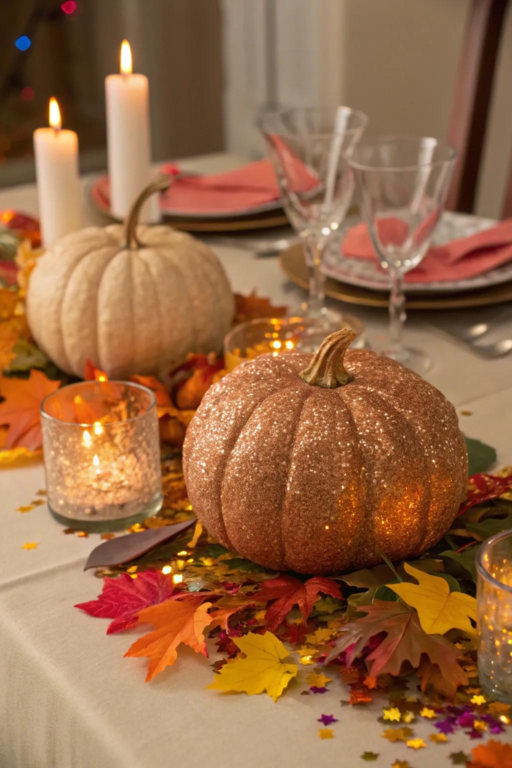 Glamorous sparkle pumpkins perfect for celebrations.