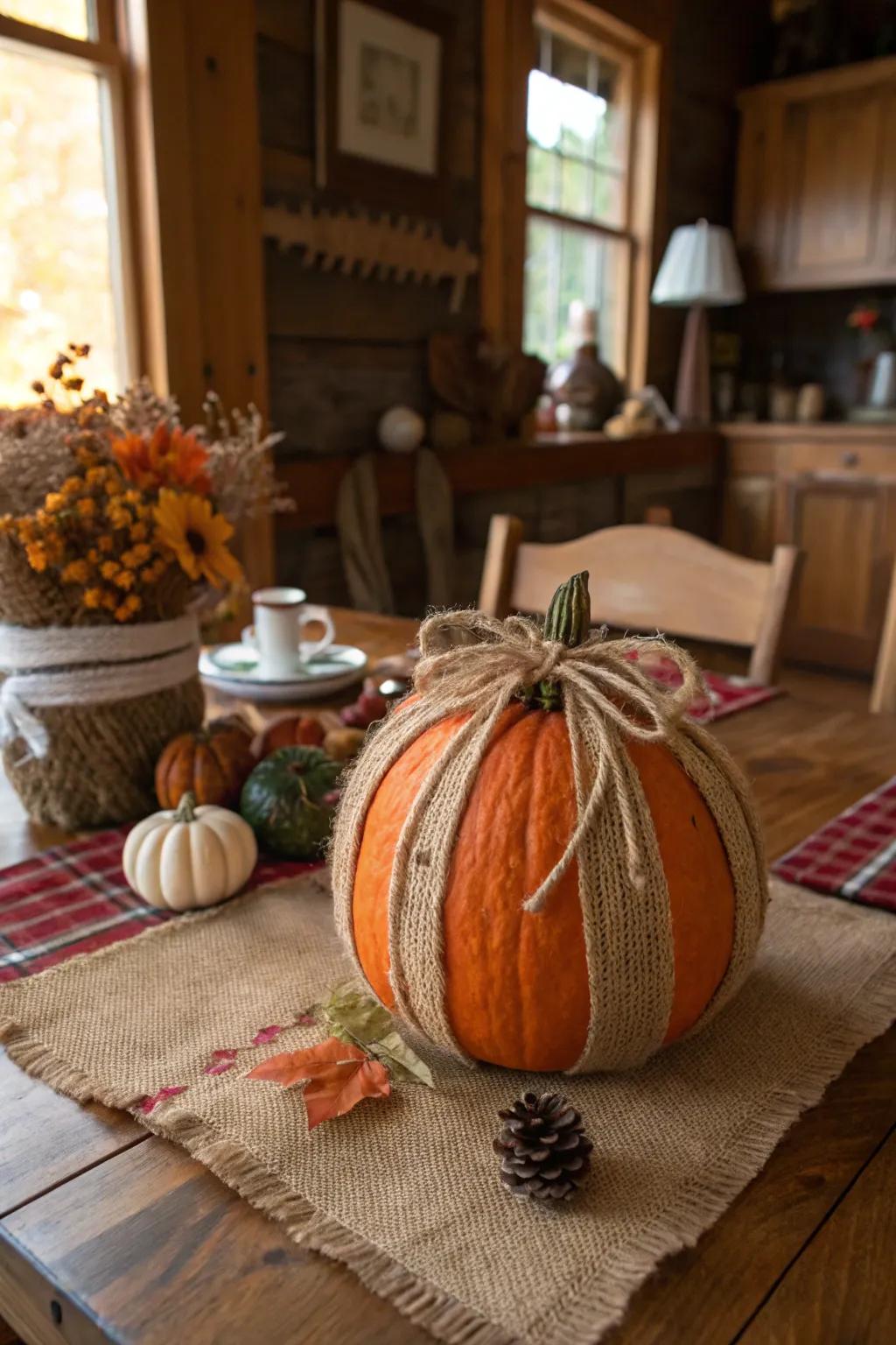 A natural rural pumpkin enhancing charm to country-style decorations.